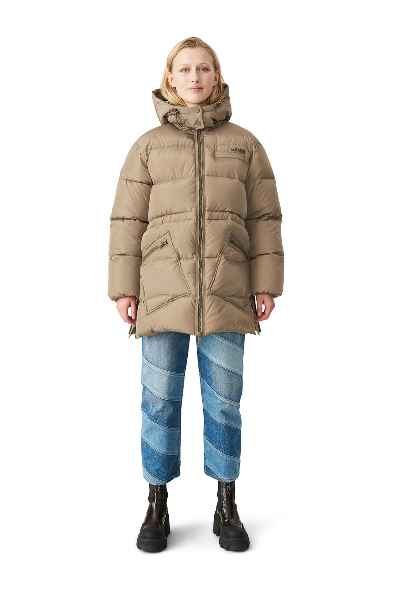 GANNI TECH PUFFER OVERSIZED PUFFER MIDI JACKET outlook