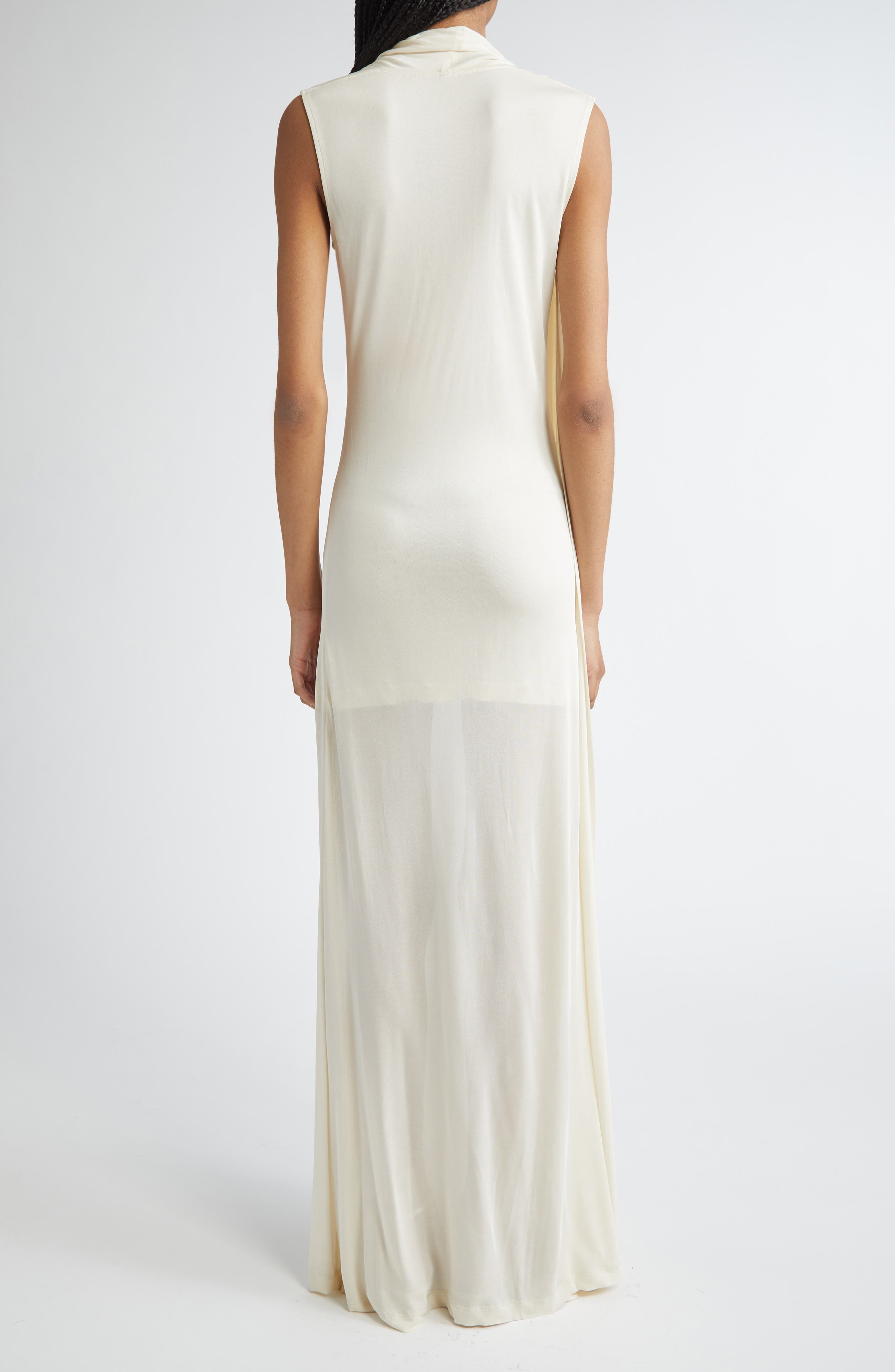 TOTEME Overlapped Scarf Sheer Stretch Jersey Maxi Dress in Ecru at Nordstrom - 2