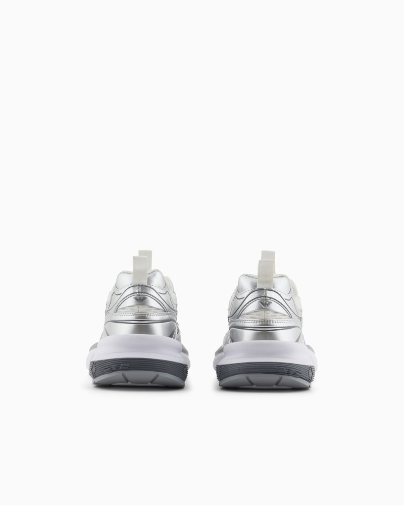 EMPORIO ARMANI MESH SNEAKERS WITH LAMINATED DETAILS AND SIGNATURE LOGO outlook