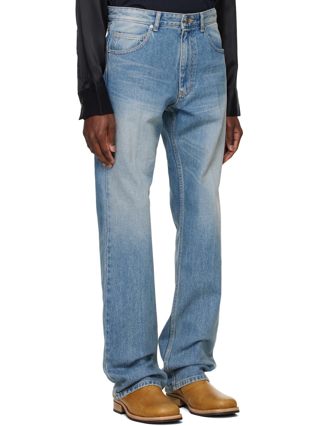 Blue Straight Slim Bootscut Denim Jeans - 2