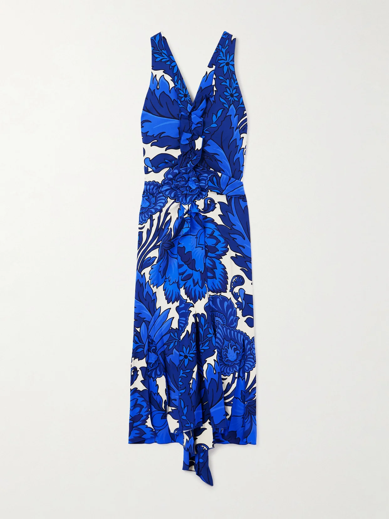 Asymmetric Ruffled Printed Jersey Maxi Dress - 1