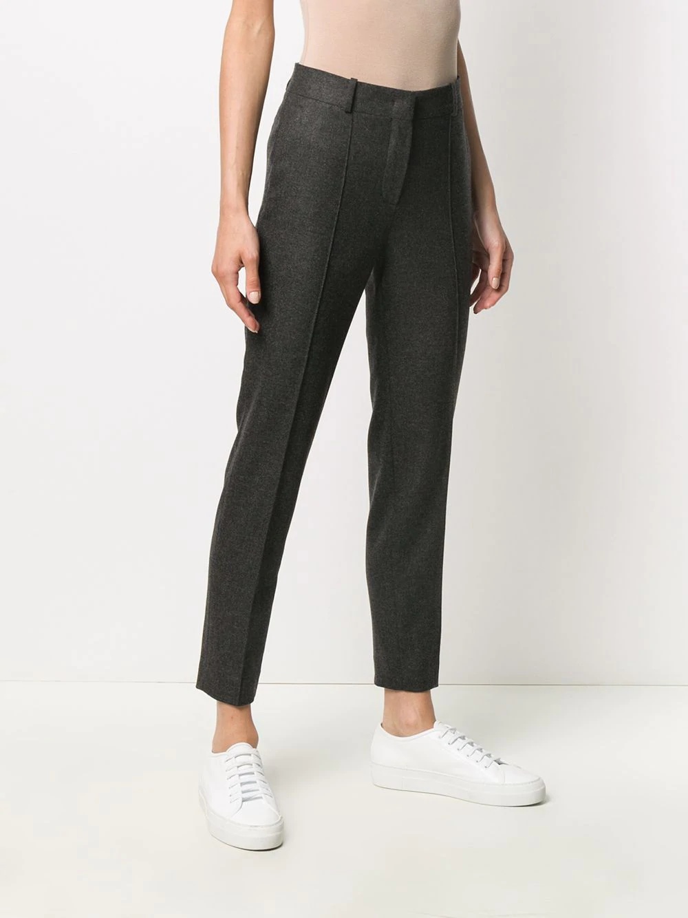 piped trim slim trousers - 3