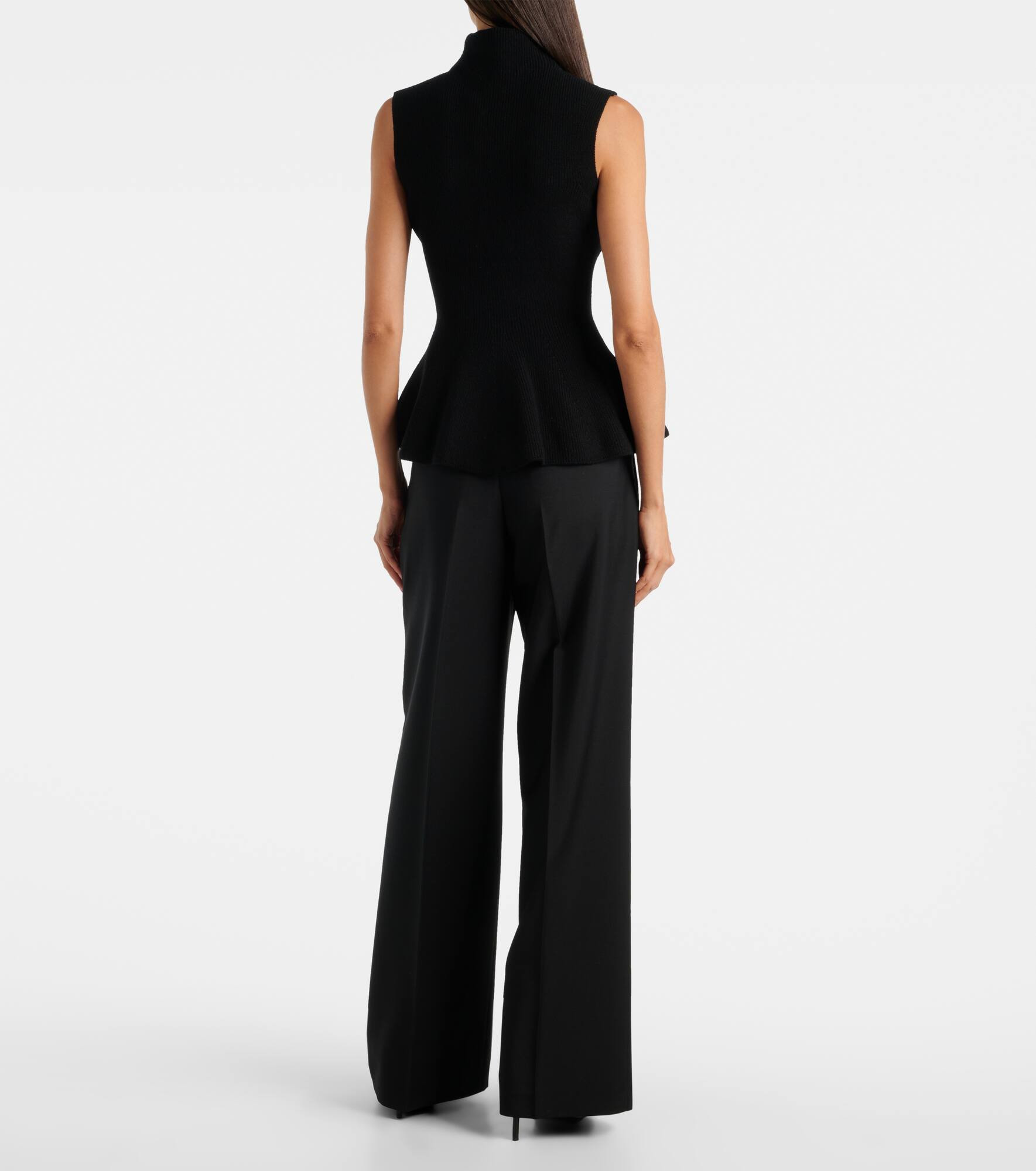 Ribbed-knit peplum wool and cashmere top - 3