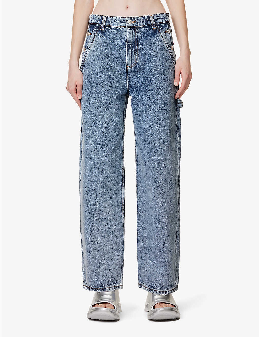 Acid-wash straight-leg mid-rise jeans - 3