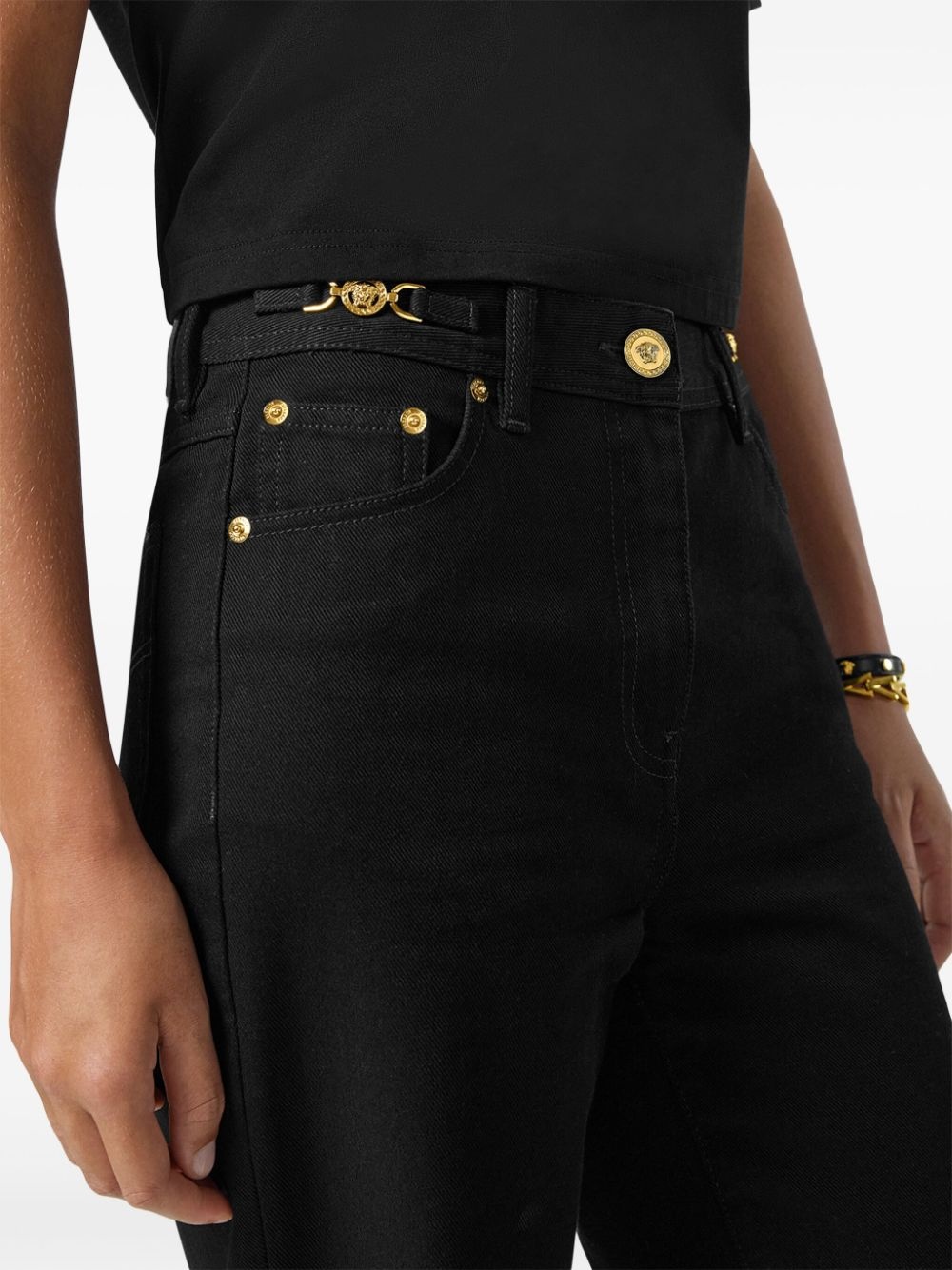 medusa-plaque detail jeans - 5