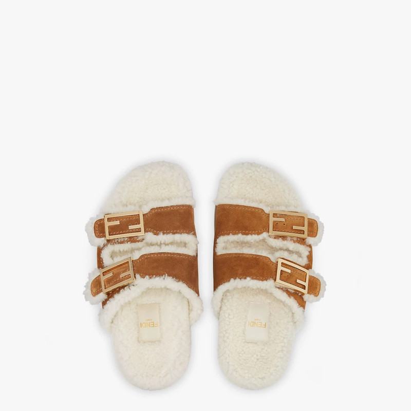 White sheepskin slides 4