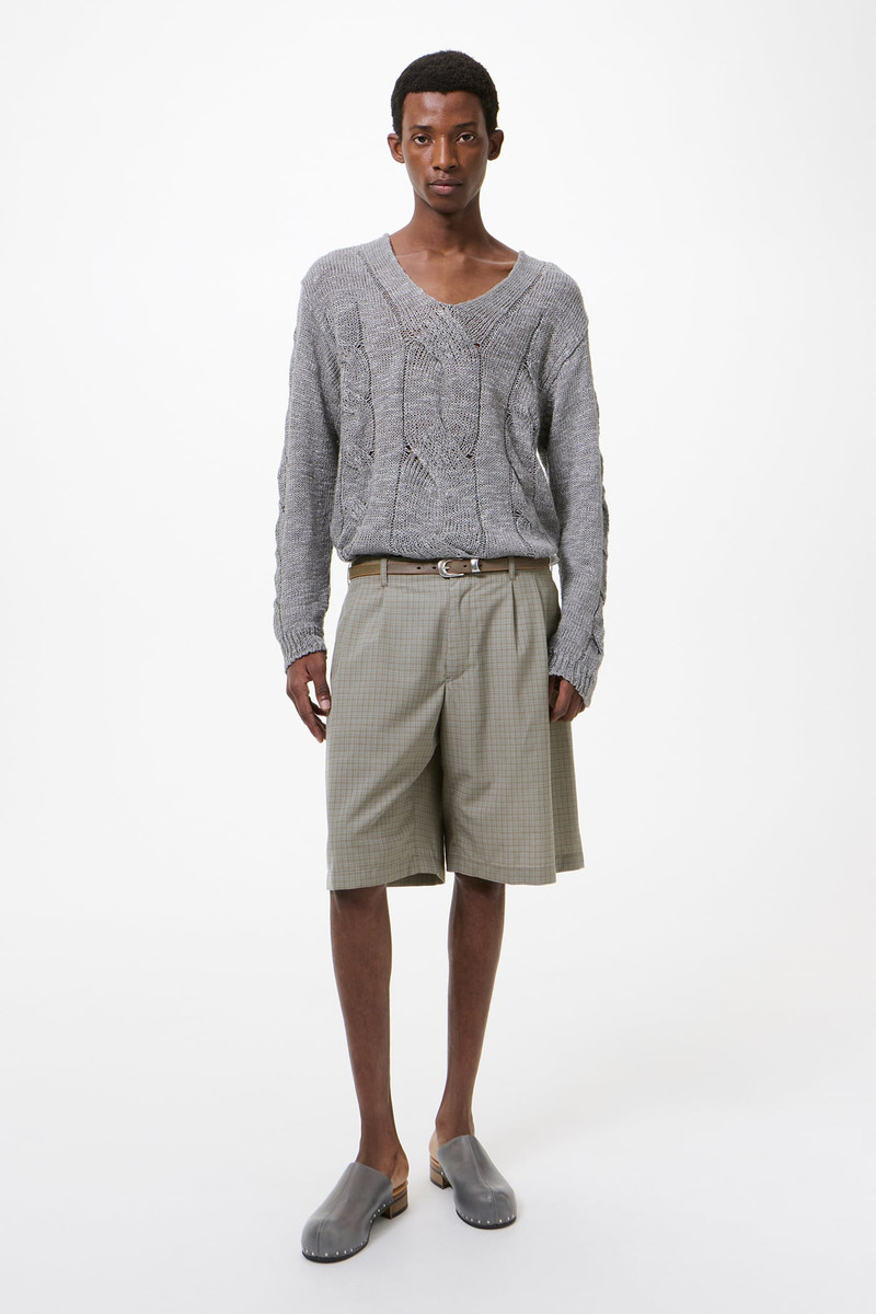 Our Legacy Ponte Shorts Frosted Moss Check Nexwool outlook