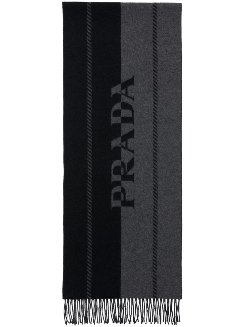 logo-jacquard wool scarf 1