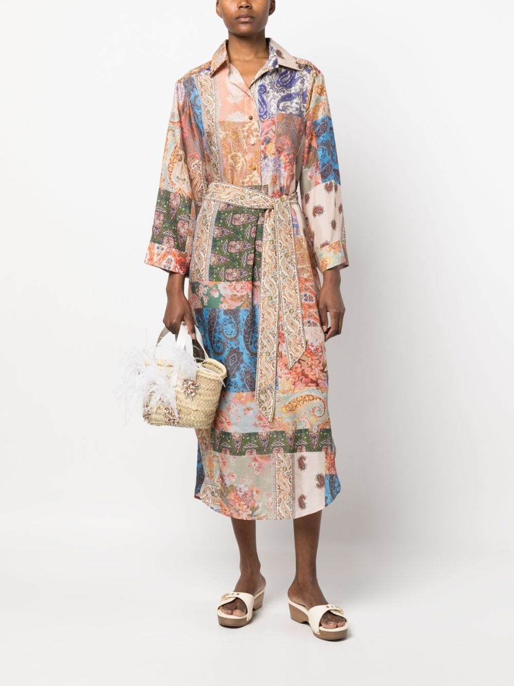 paisley-print silk shirtdress - 2