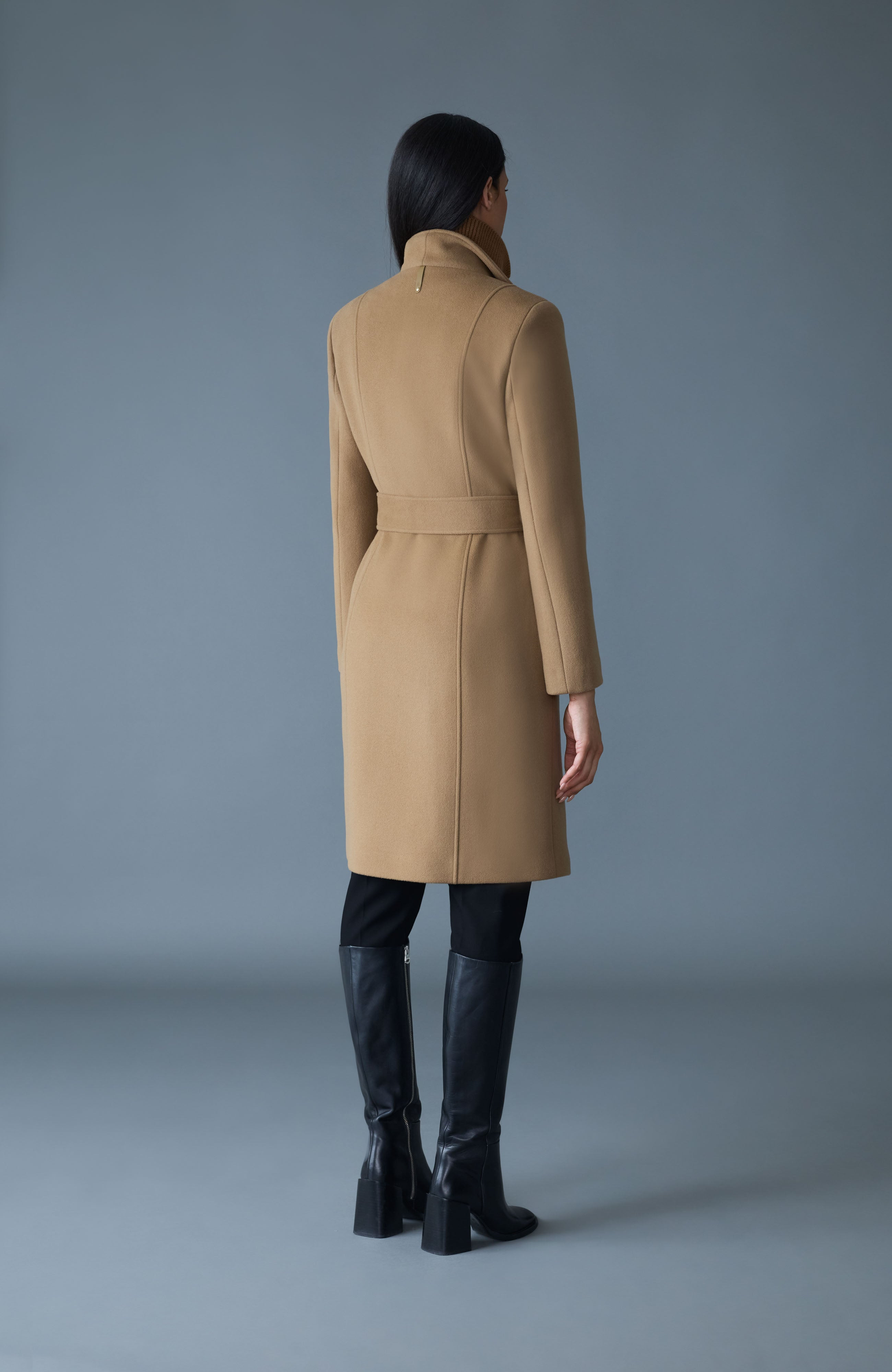 NORITA-Z 2-in-1 double face wool coat with sash - 4