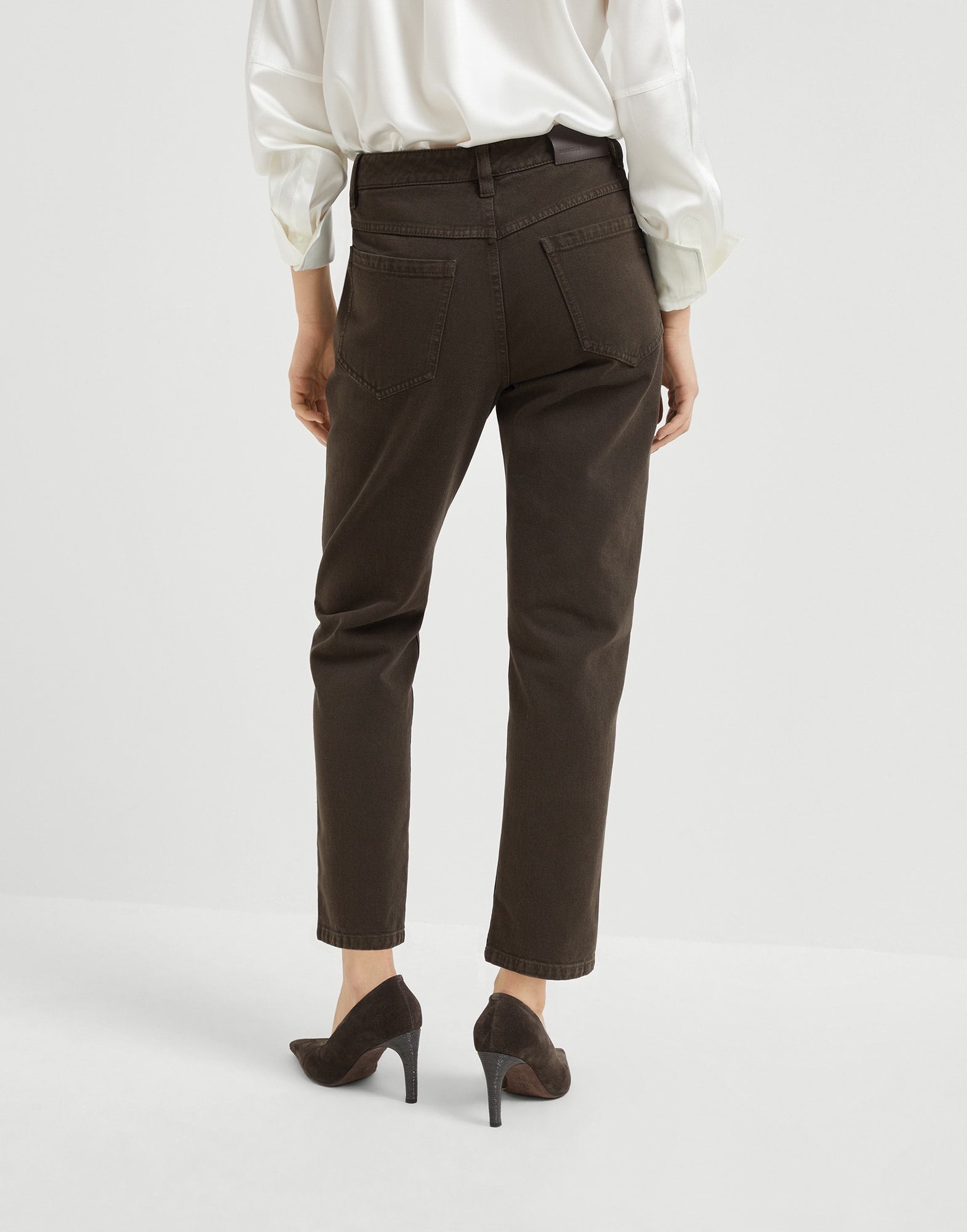 Dyed denim five-pocket straight trousers with shiny bartack - 2
