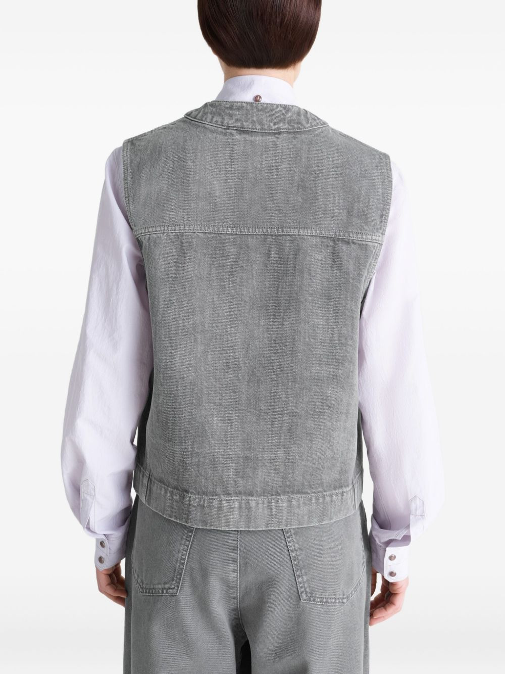 button-fastening denim gilet - 4