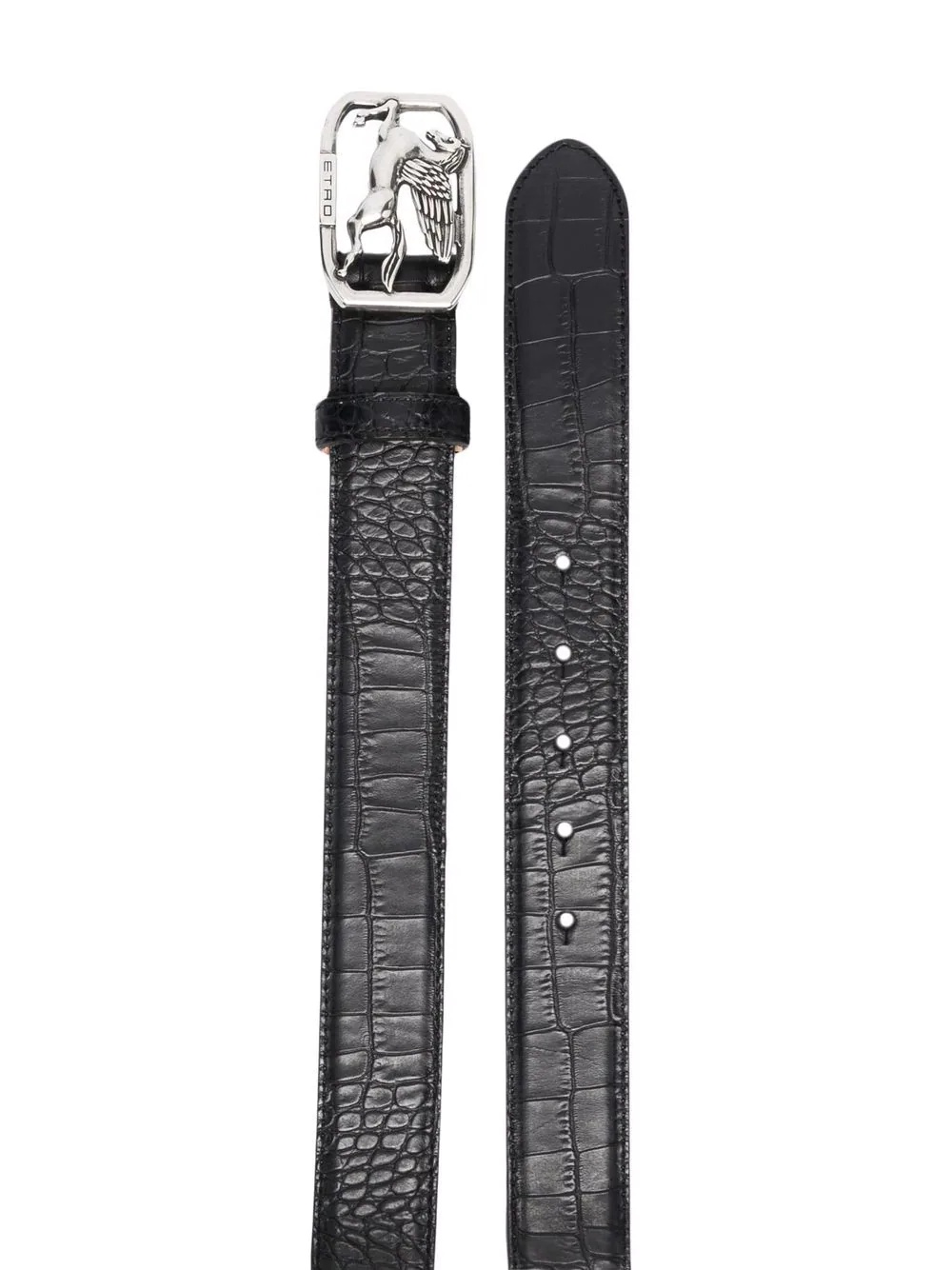 crocodile-effect logo buckle belt - 2