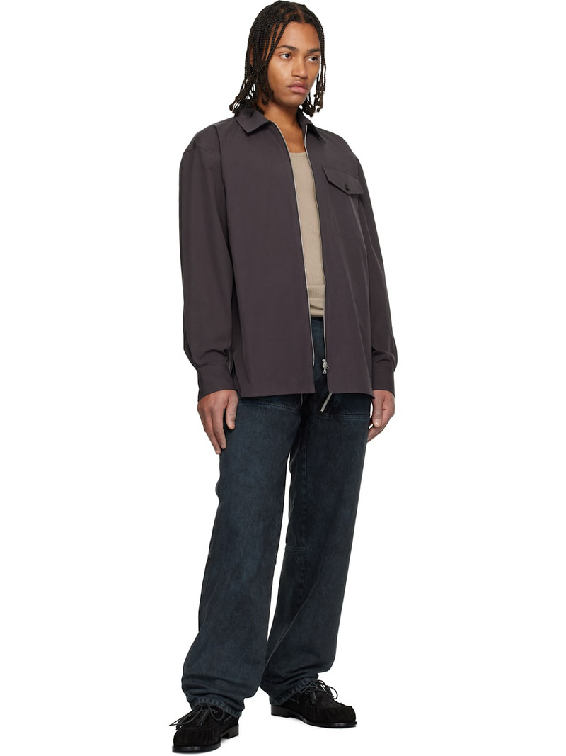 Dries Van Noten Brown Cotton Zipped Shirt outlook