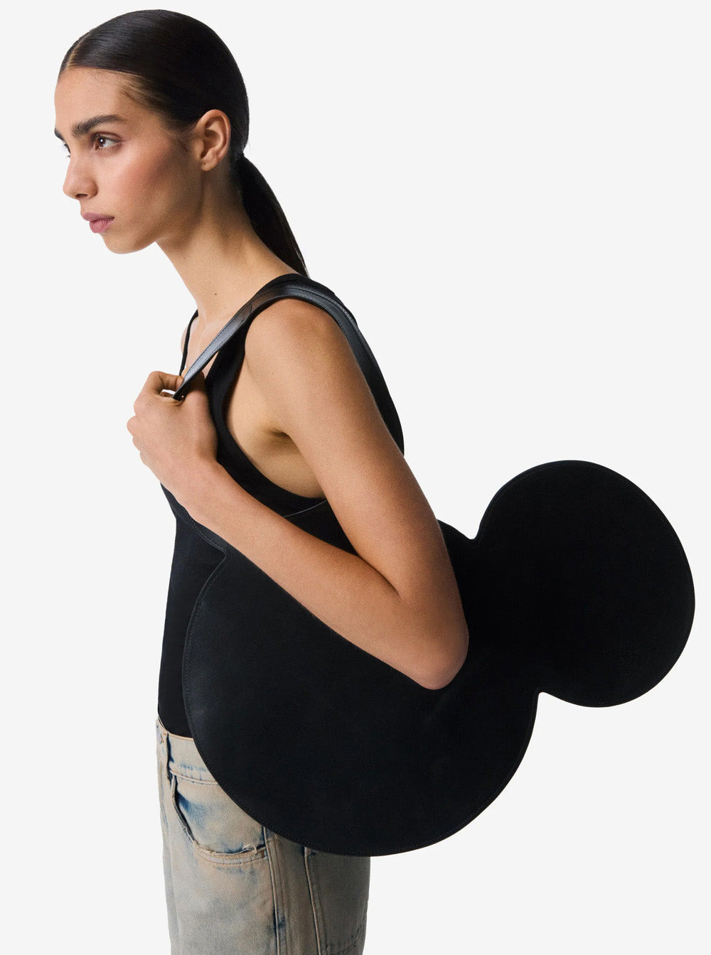 Coperni Women 'Mickey' Black Handbag With Cut-Out Handle And Logo Lettering On The Front In Leather  - 6