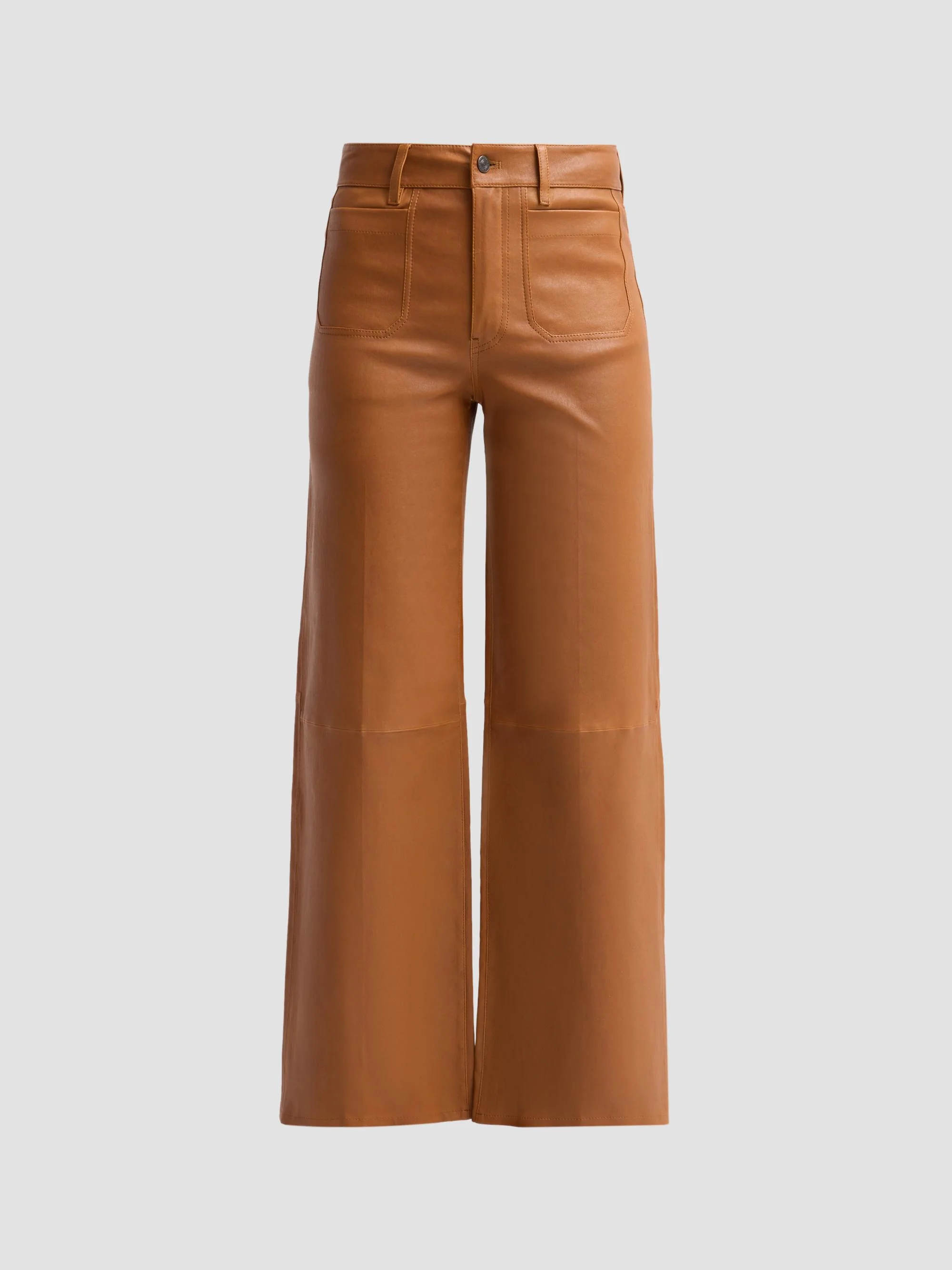 Women's The Modernist Leather Slim-Fit Palazzo Pants - Camel - 1