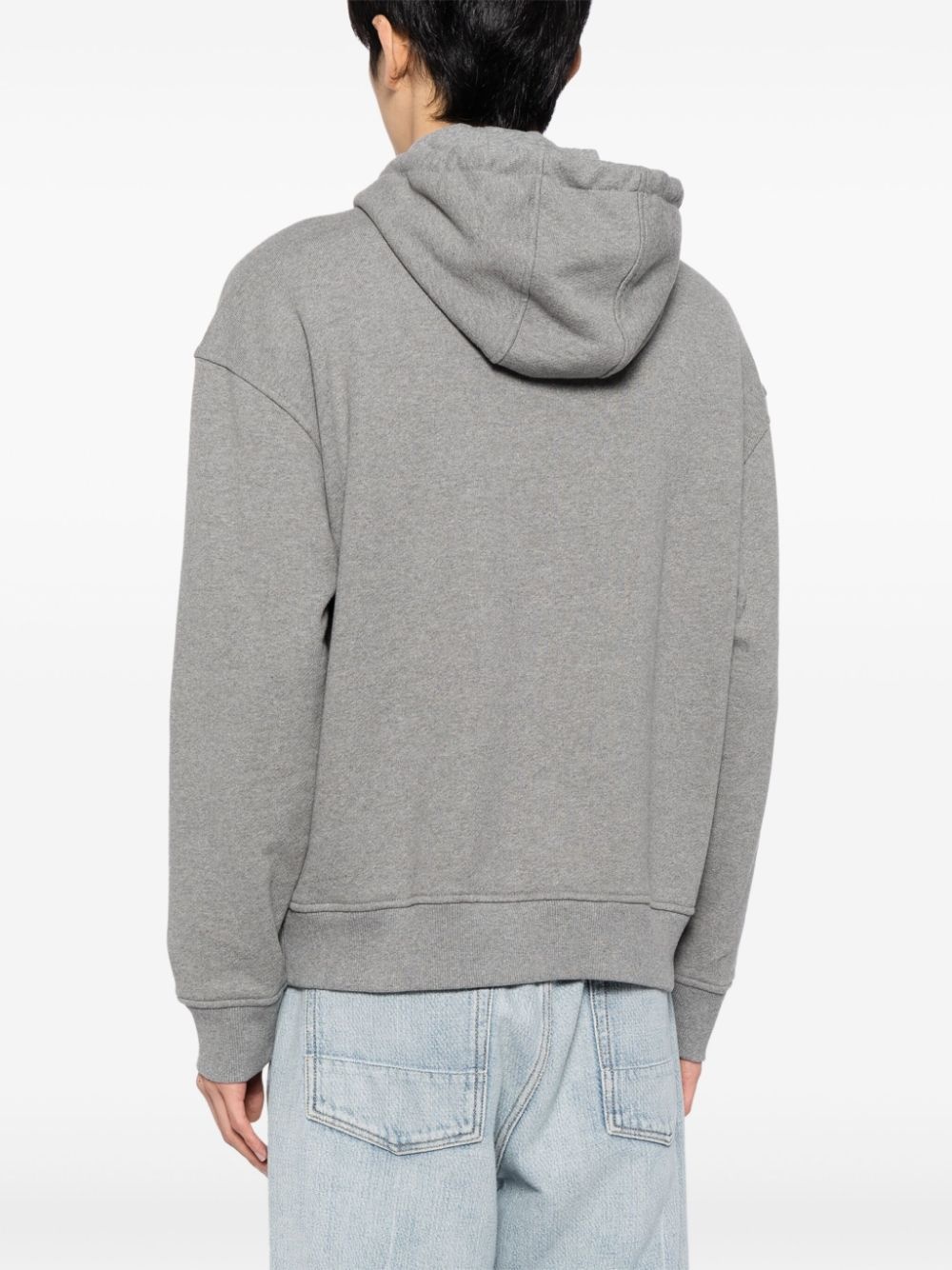 logo-embroidered cotton hoodie - 4