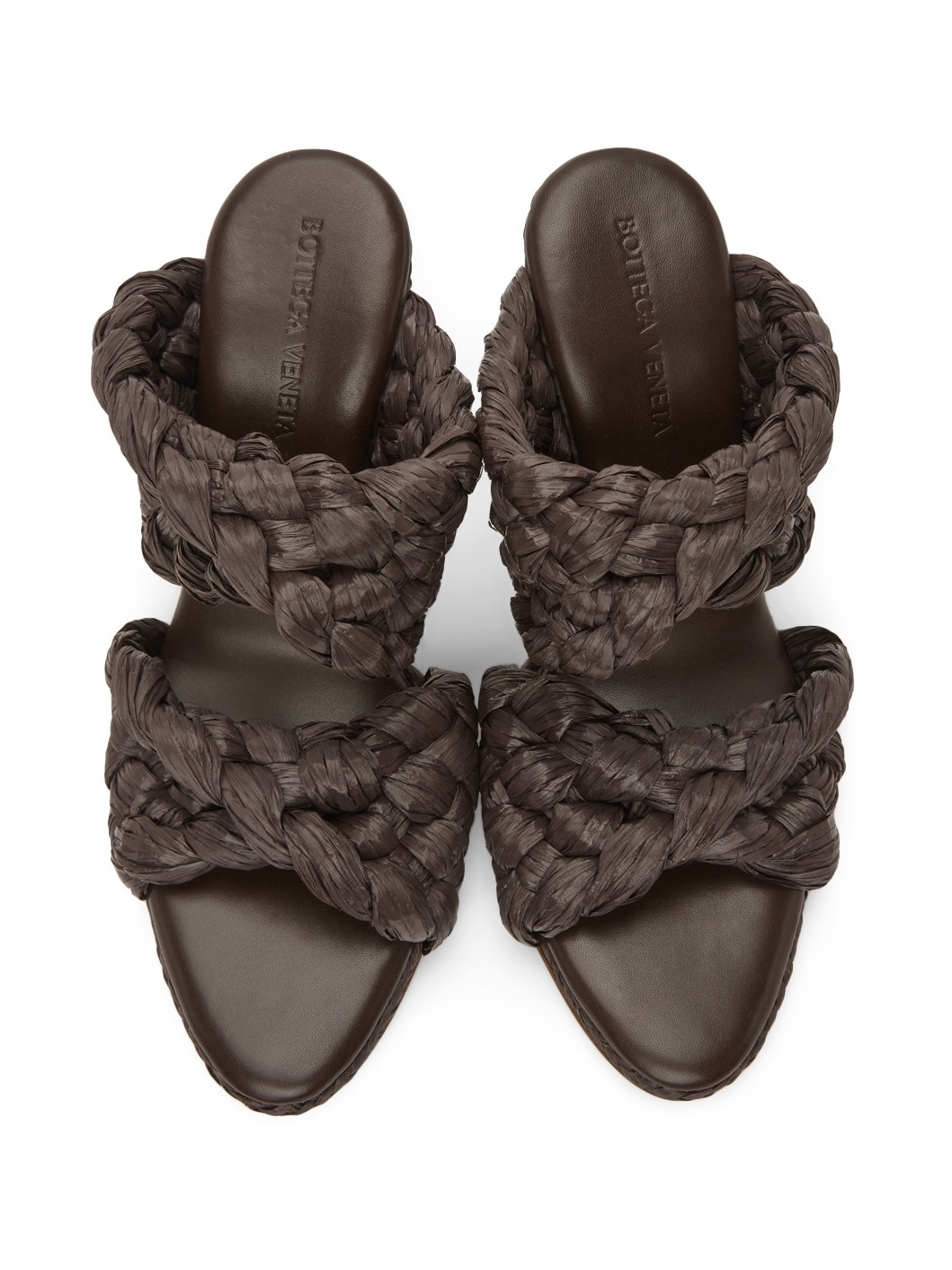 Brown Raffia 'The Curve' Heeled Sandals - 5