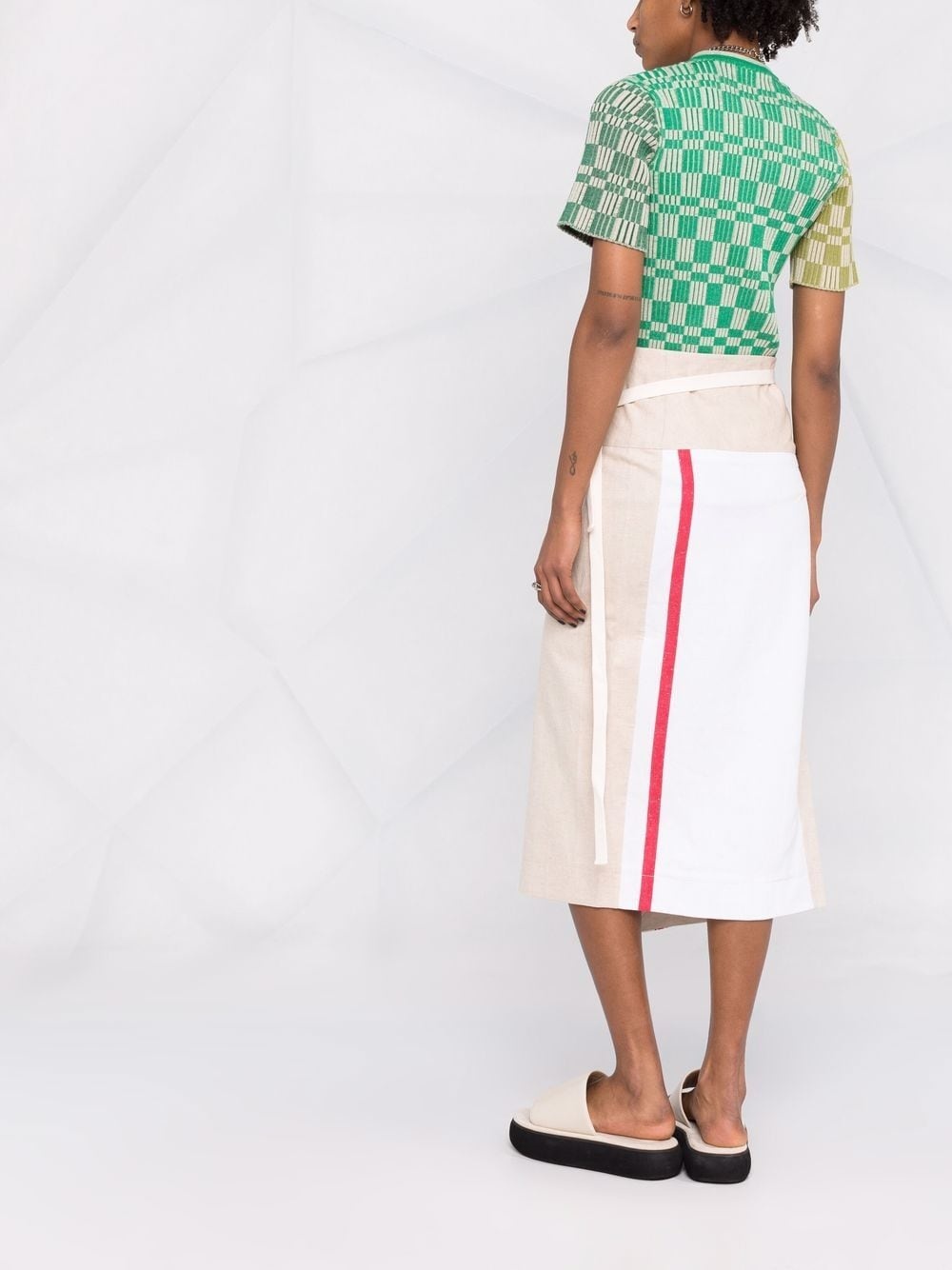 logo-embroidered tea towel wrap skirt - 4