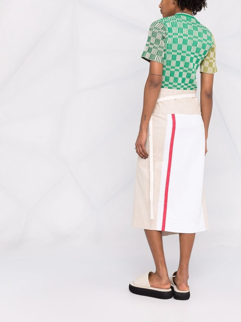 logo-embroidered tea towel wrap skirt 4