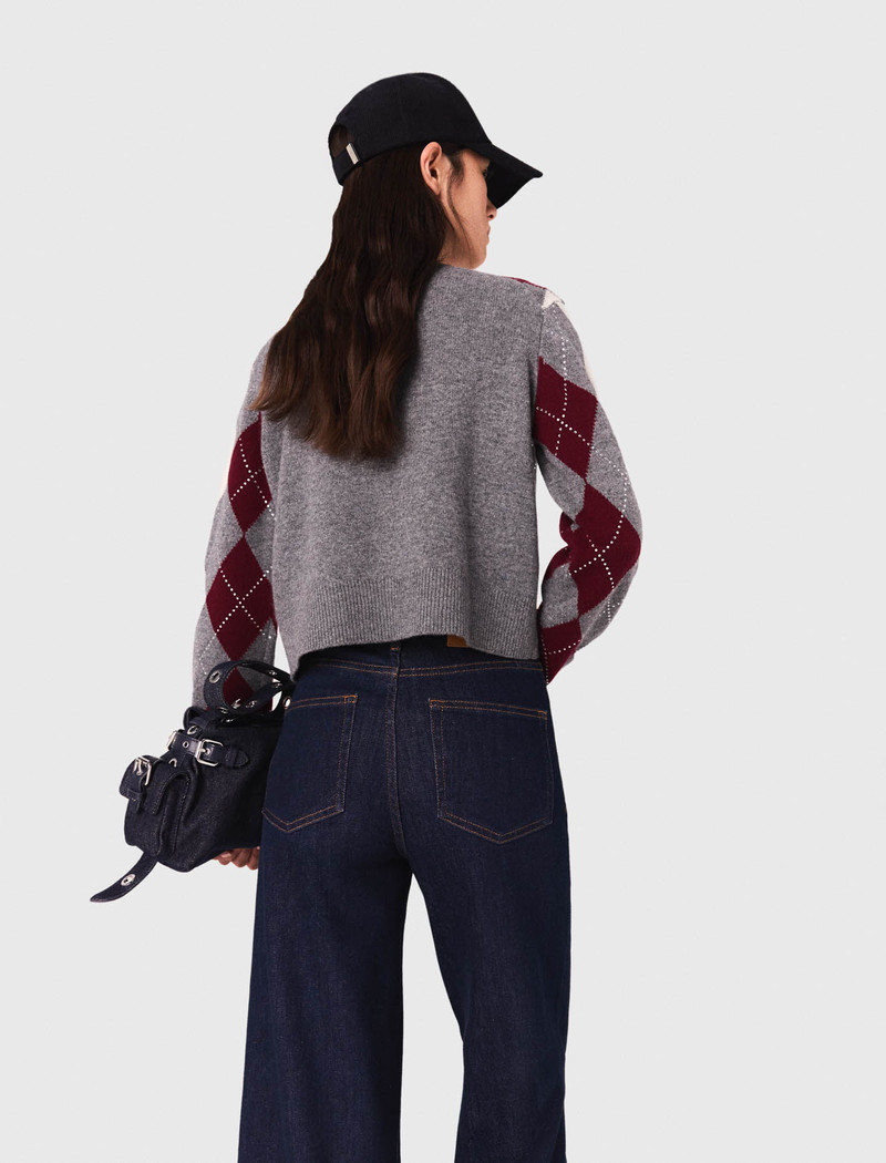 Cropped argyle pattern sweater 4