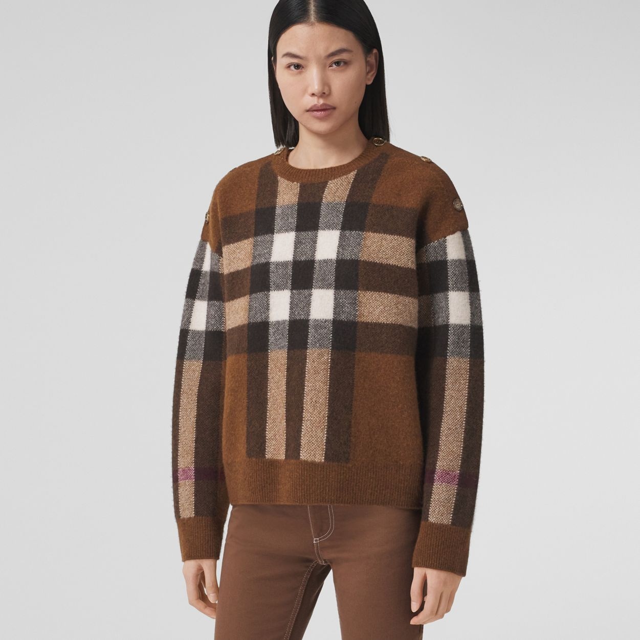 Check Wool Cashmere Sweater - 2