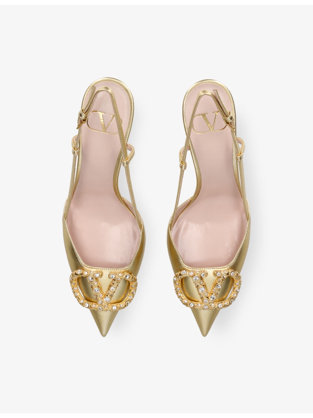 VLogo 80 crystal-embellished leather slingback courts - 2
