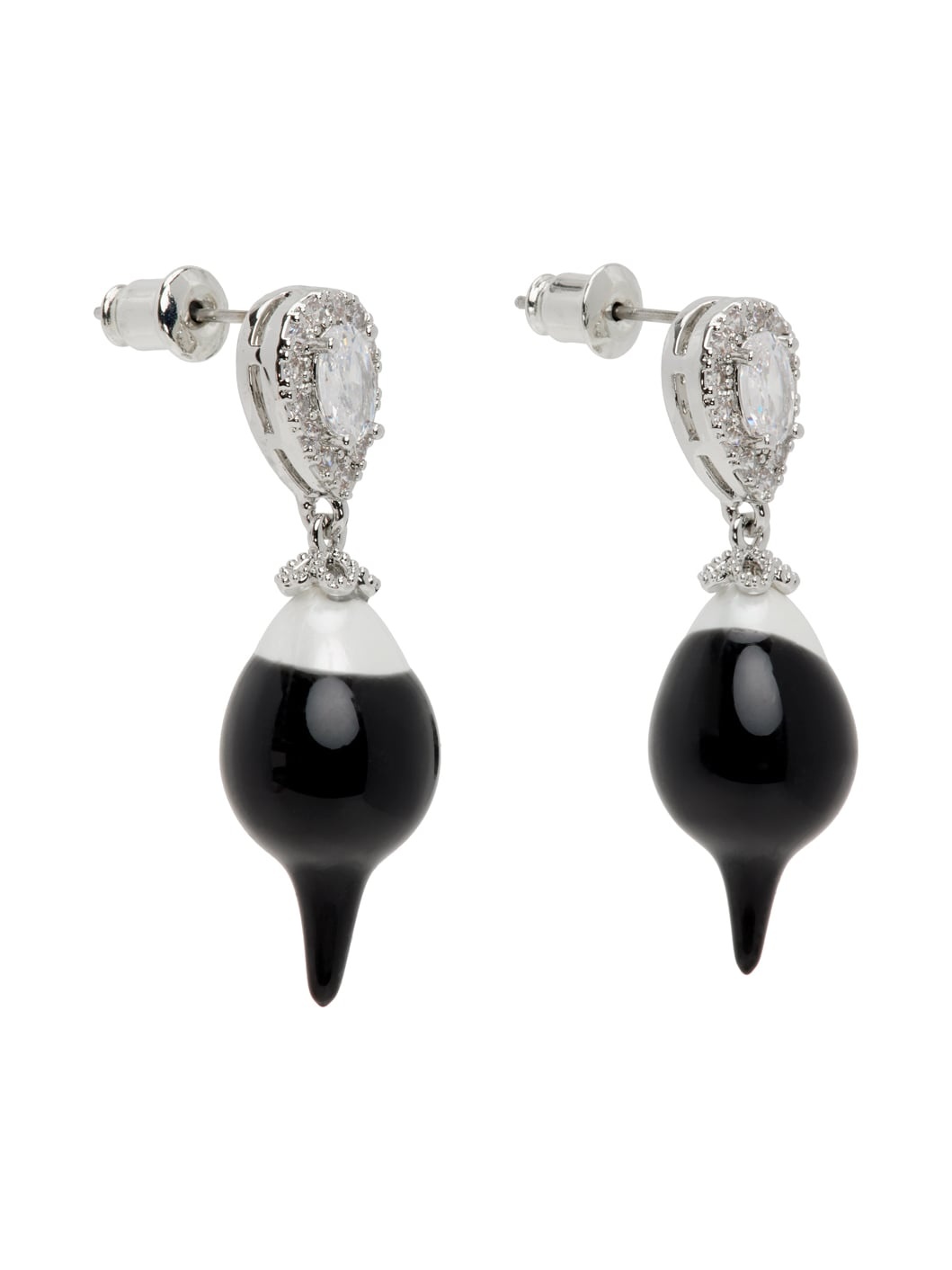 SSENSE Exclusive Silver & Black Pearl Drop Earrings - 2