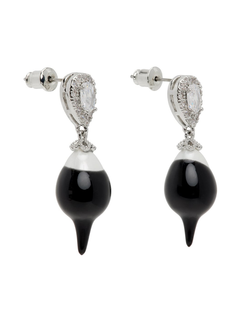 OTTOLINGER SSENSE Exclusive Silver & Black Pearl Drop Earrings outlook