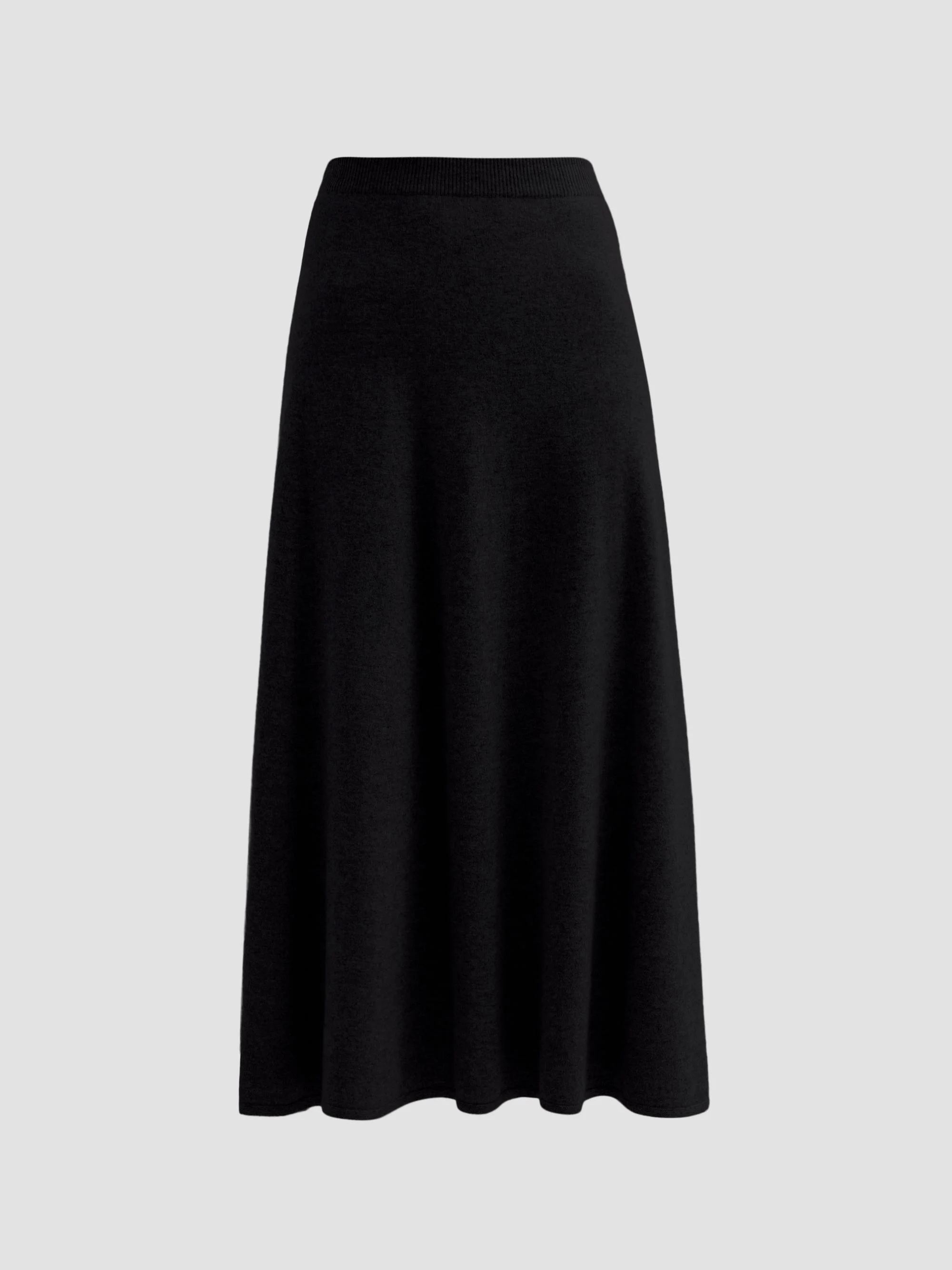 Women's Platinum Virgin Wool-Blend Midi-Skirt - Nero - 1