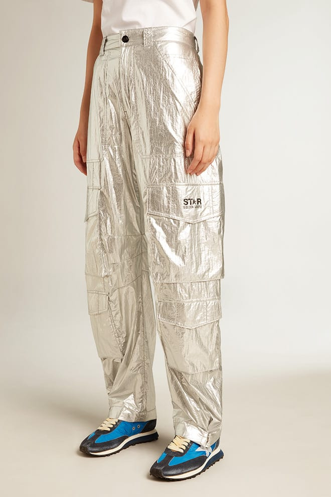 Cargo pants in silver technical fabric - 2