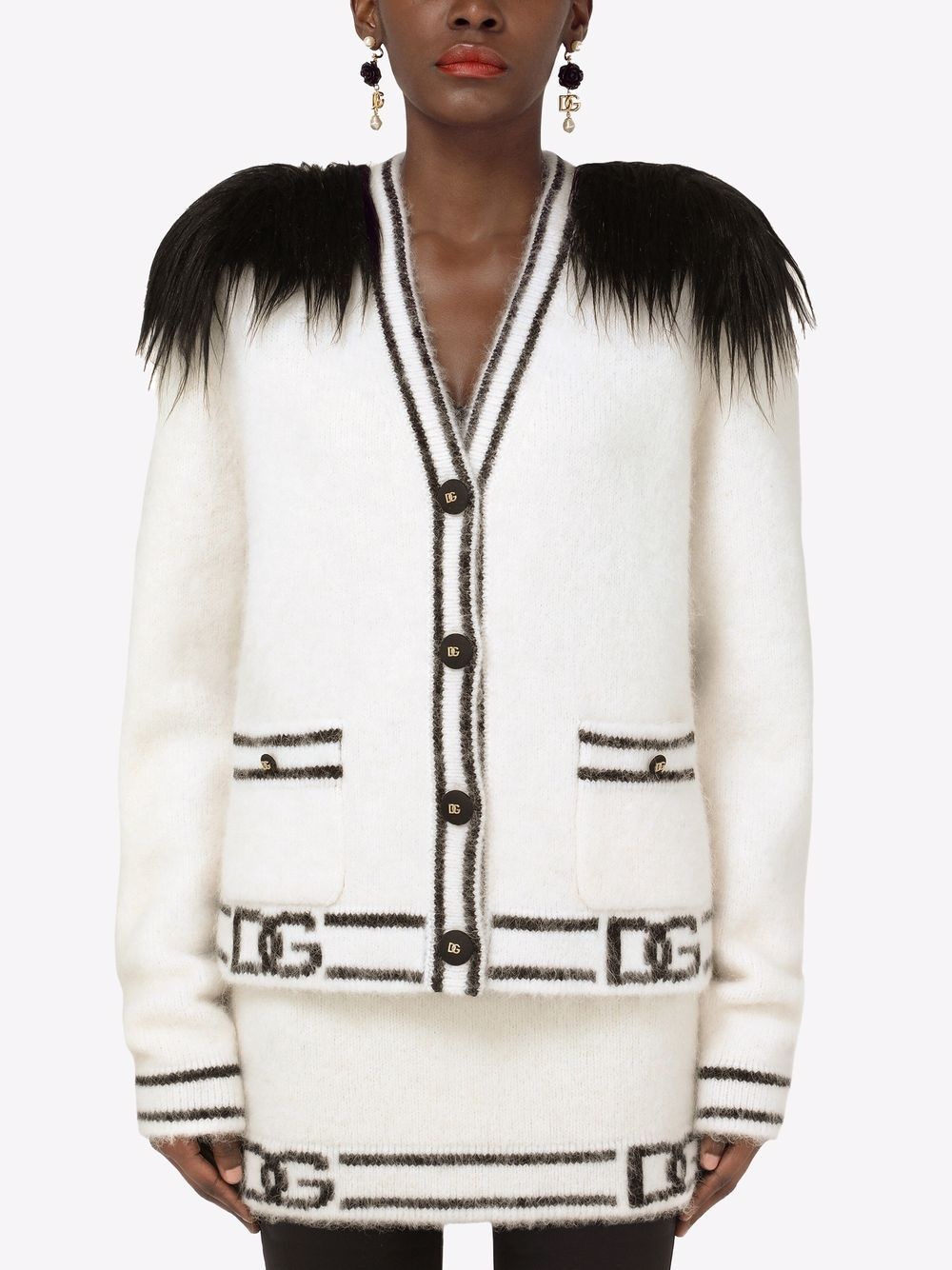 faux-fur panelled cardigan - 3