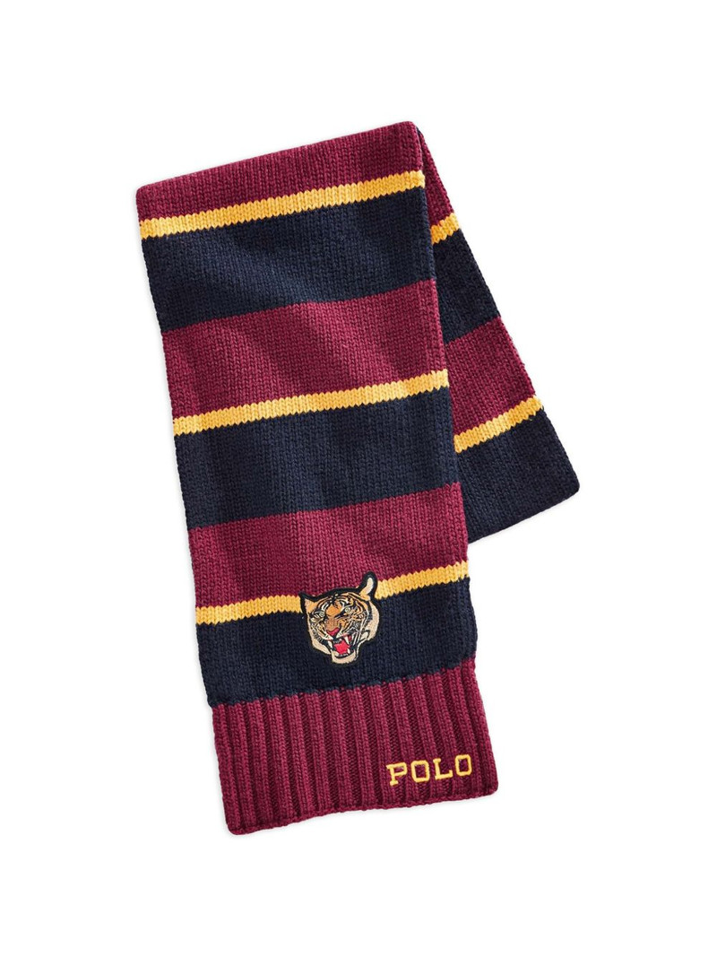 Rugby striped tiger-detail scarf 1