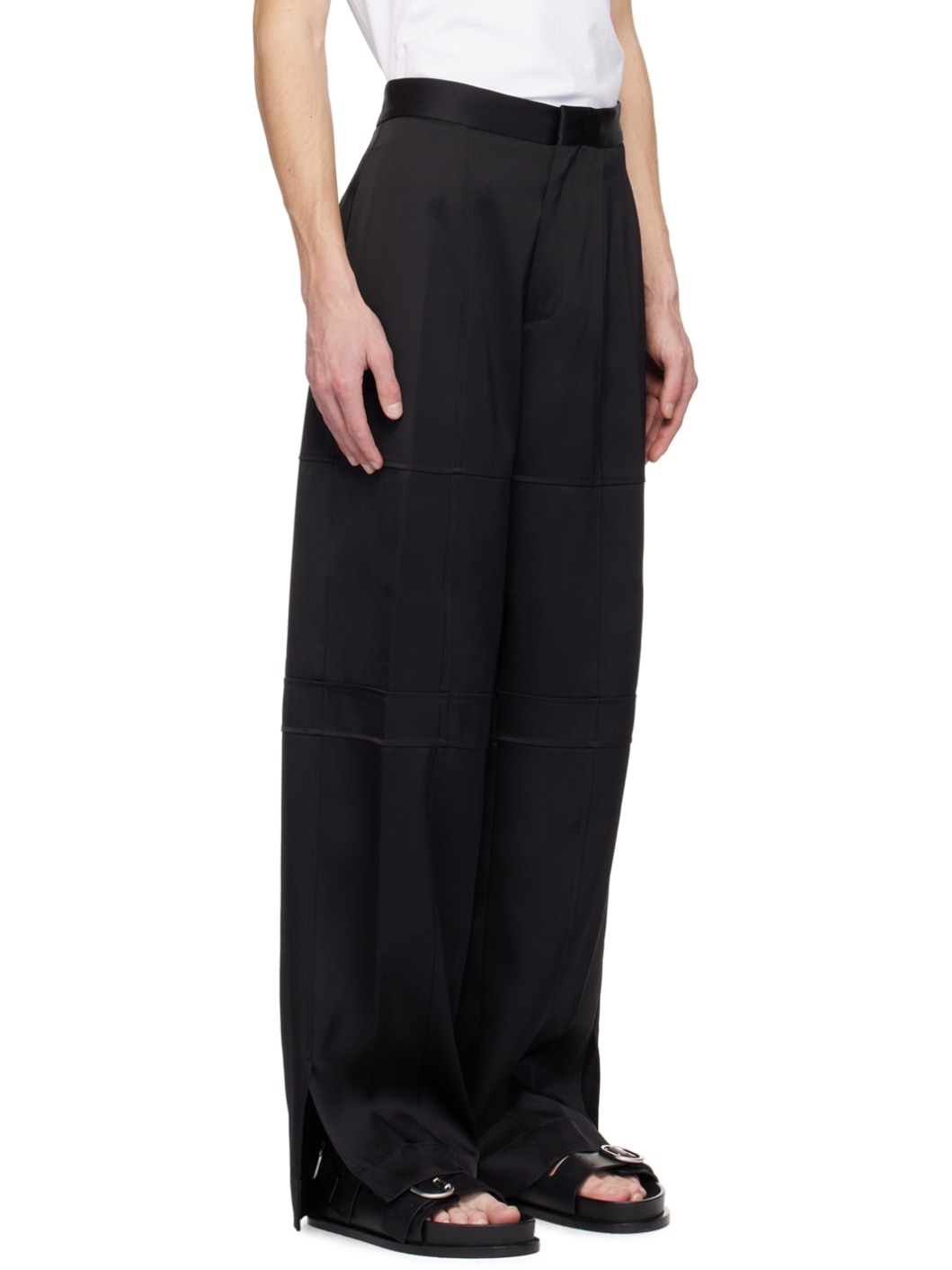 Black Paneled Trousers - 2