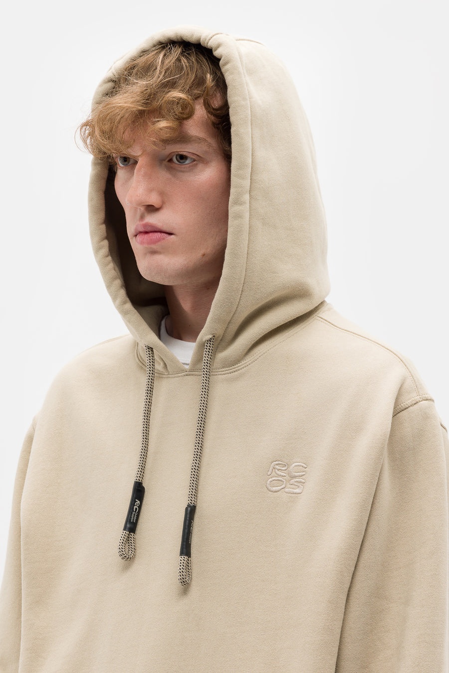 Stack Logo Embroidered Hoodie in Khaki - 4