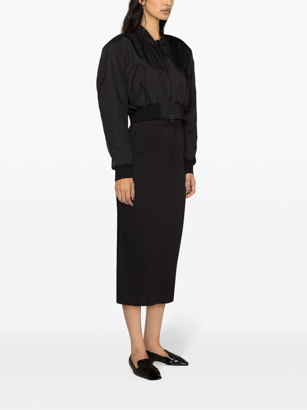zip-up cropped bomber jacket - 3