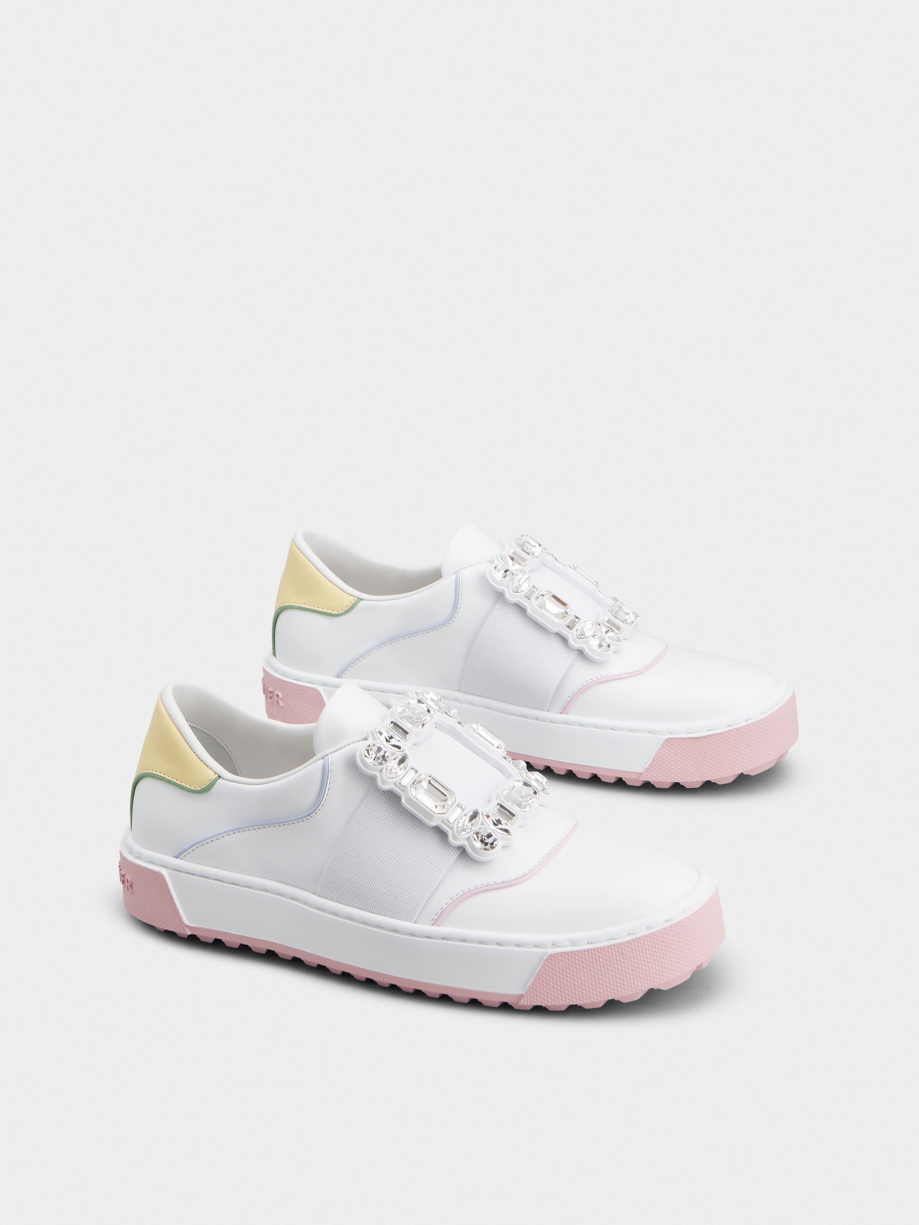 Very Vivier Strass Buckle Sneakers in Leather - 2