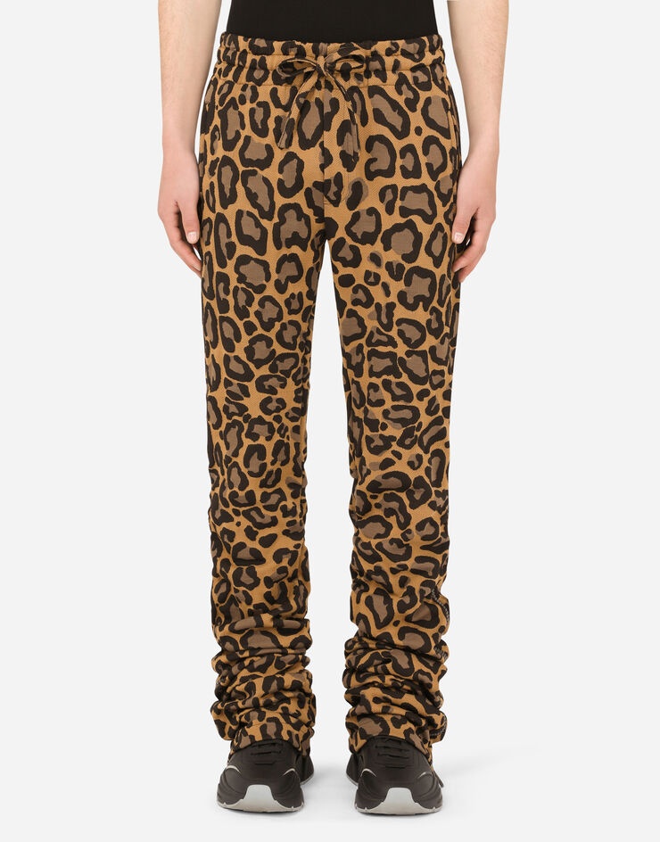 Jacquard jogging pants with leopard design - 1