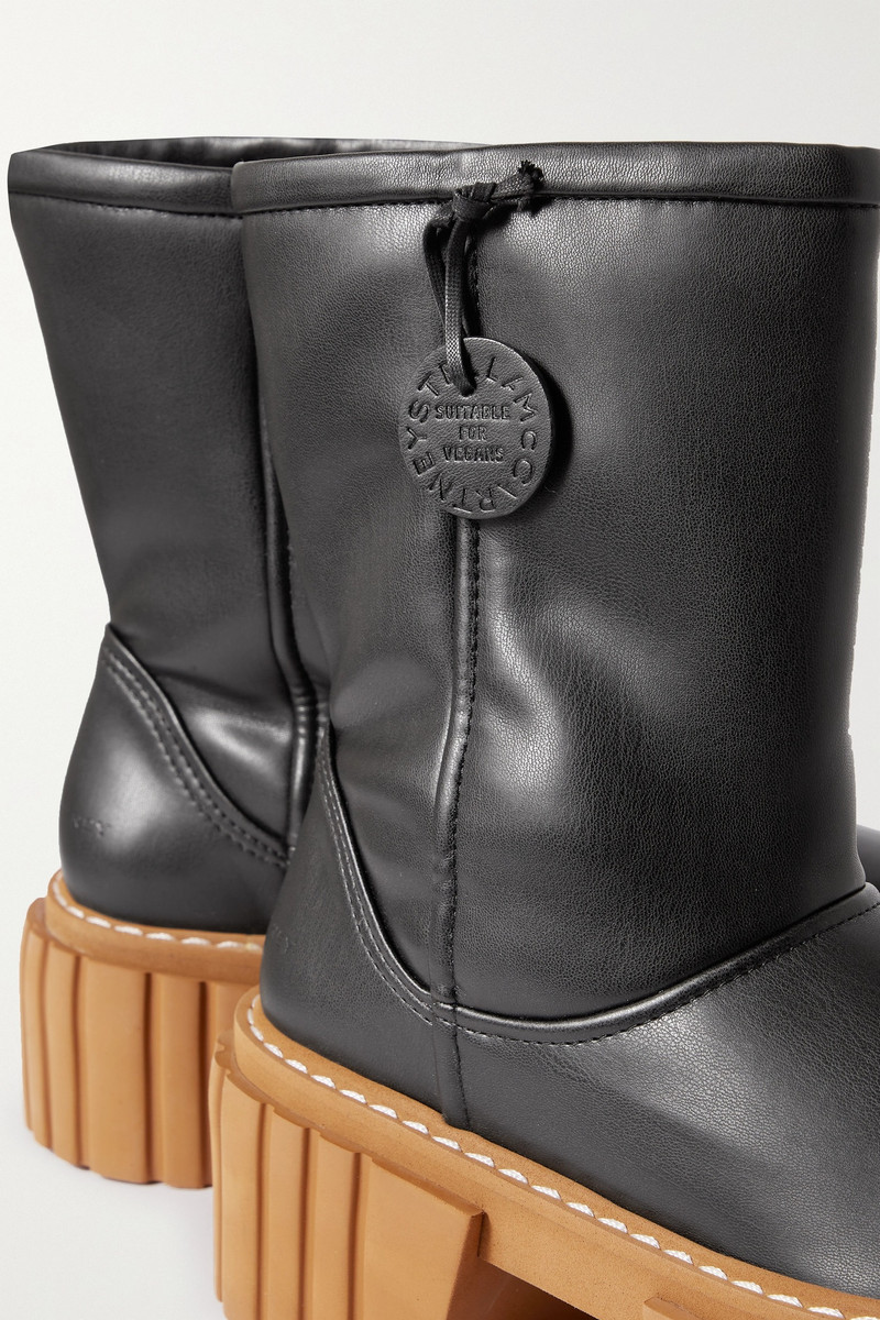 Emilie faux shearling-lined vegan leather platform ankle boots 4