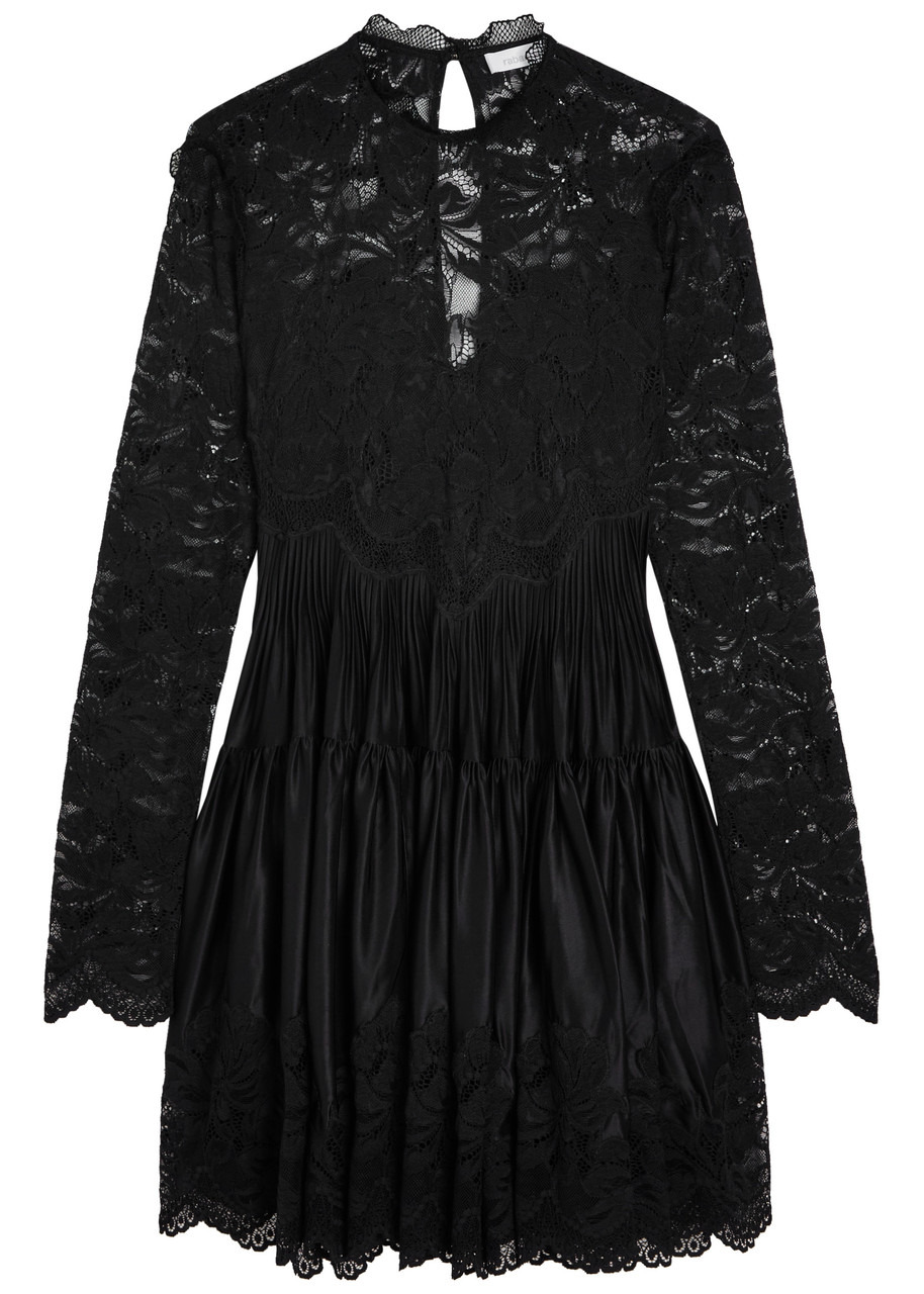 Rabanne Floral Guipure Lace and Satin-jersey Mini Dress - 1