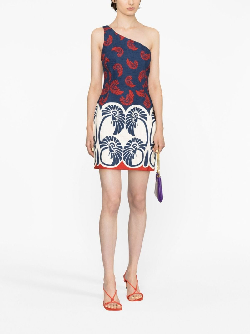 La DoubleJ One-shoulder printed cotton-blend mini dress outlook