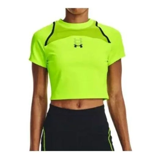 (WMNS) Under Armour Run Anywhere Crop T-shirt 'Neon Yellow' 1376816-369 - 1