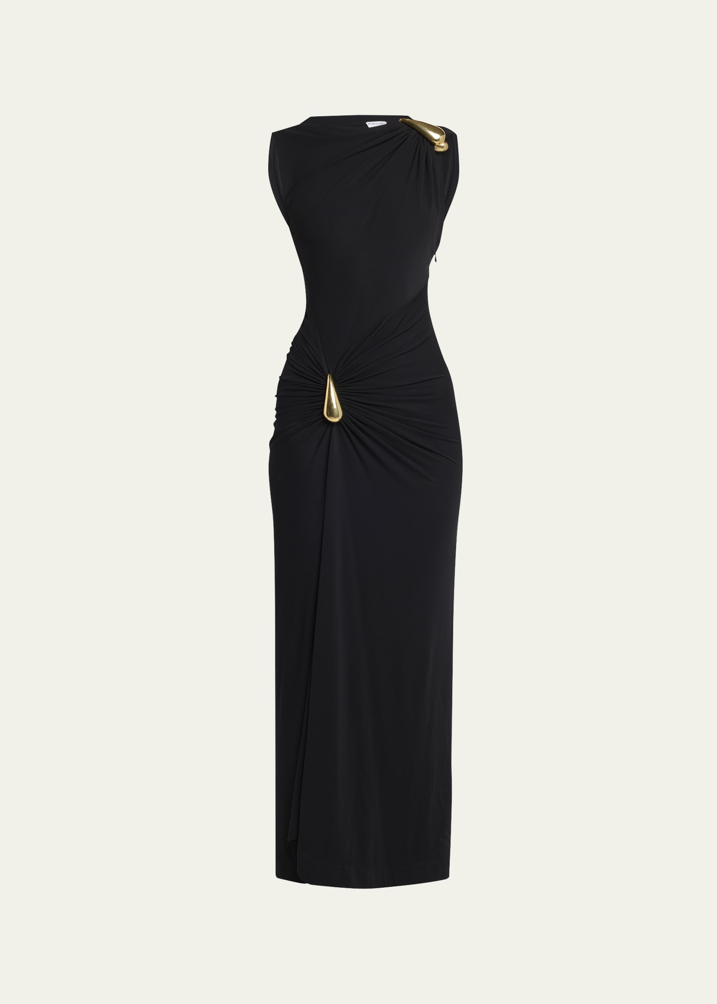 Drop Detail Gathered Matte Crepe Jersey Maxi Dress - 1