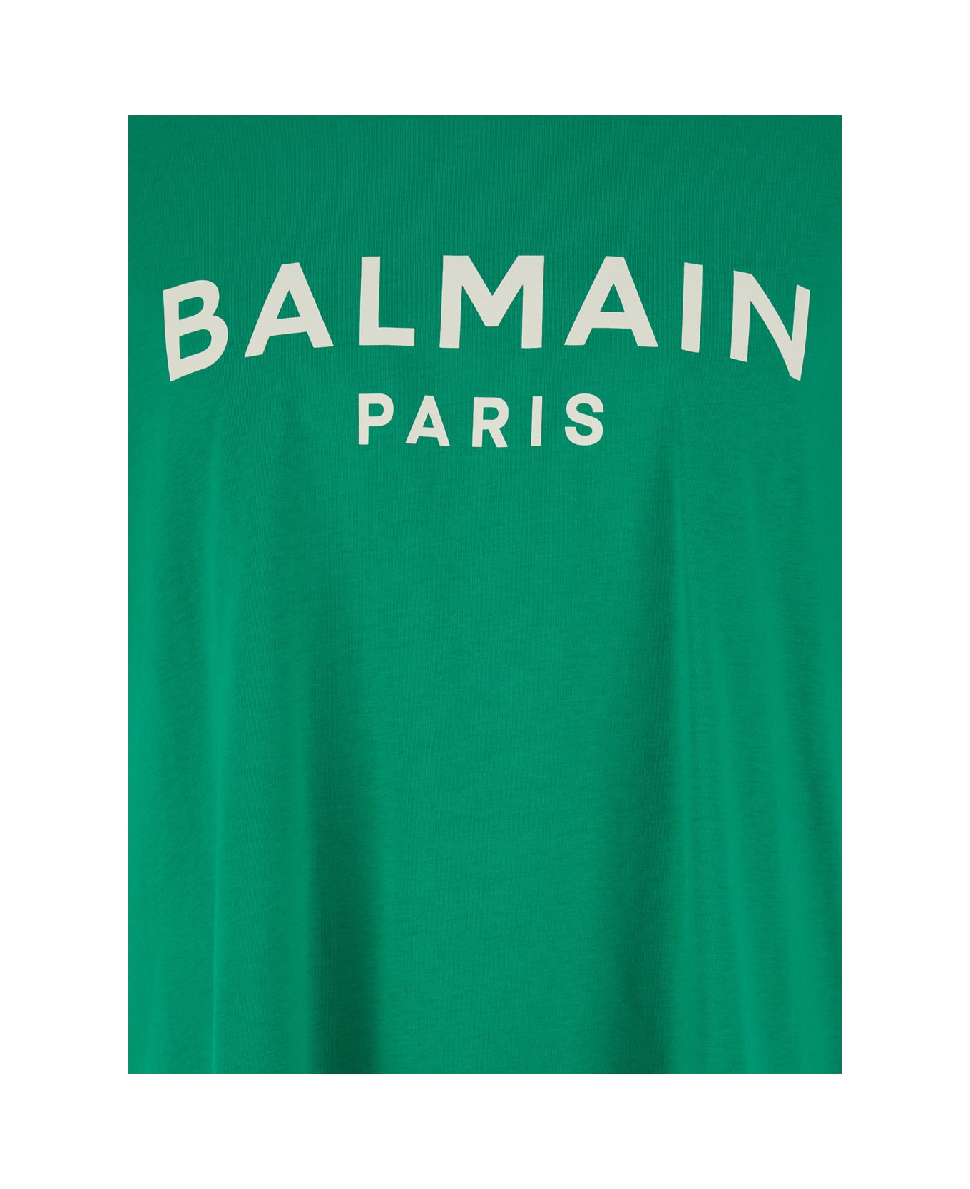 Green Crewneck T-shirt With Logo Lettering Print On The Front In Cotton Man - 2