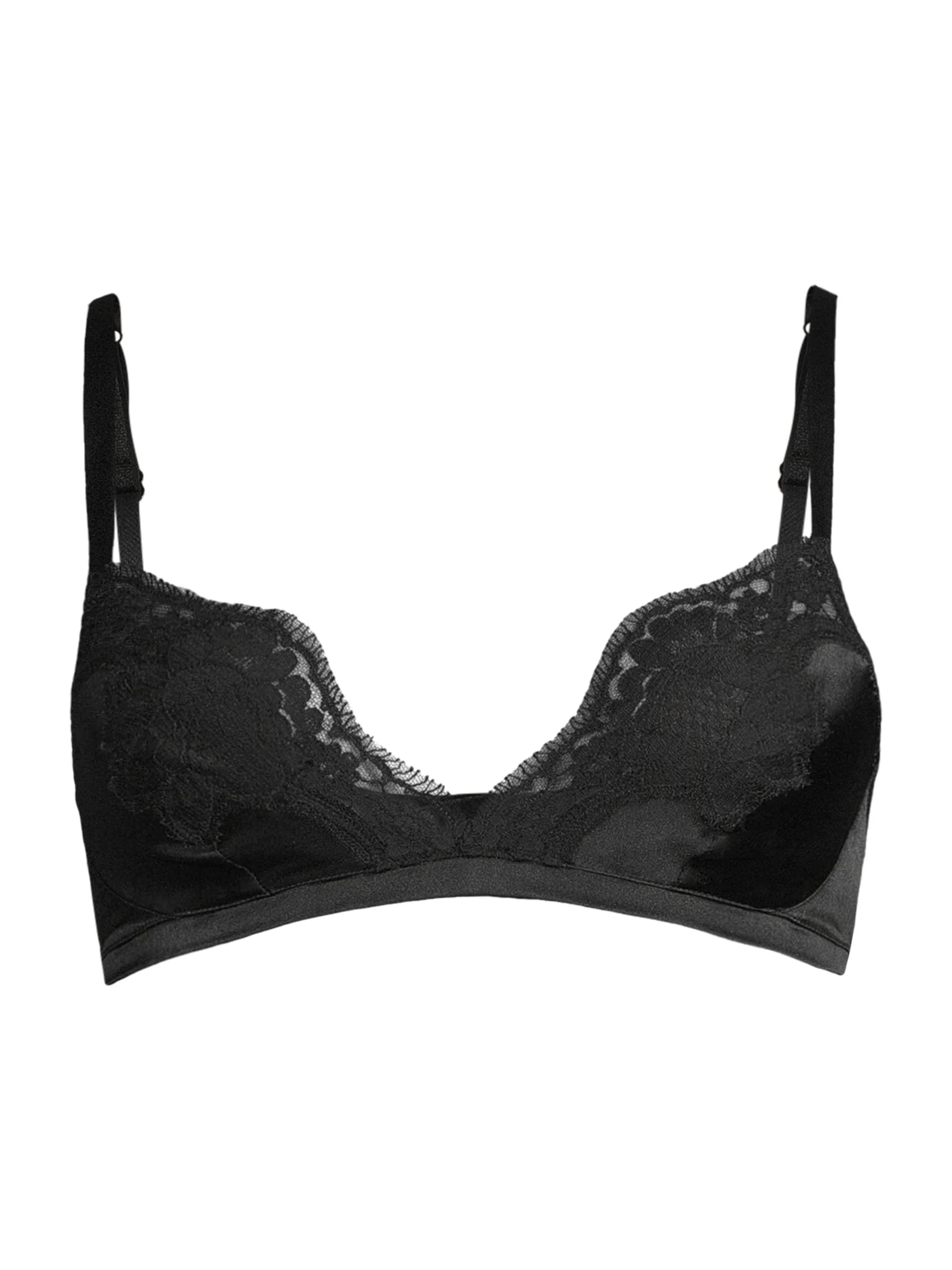 Women's Silk & Lace Soft Cup Bra - Nero - 1