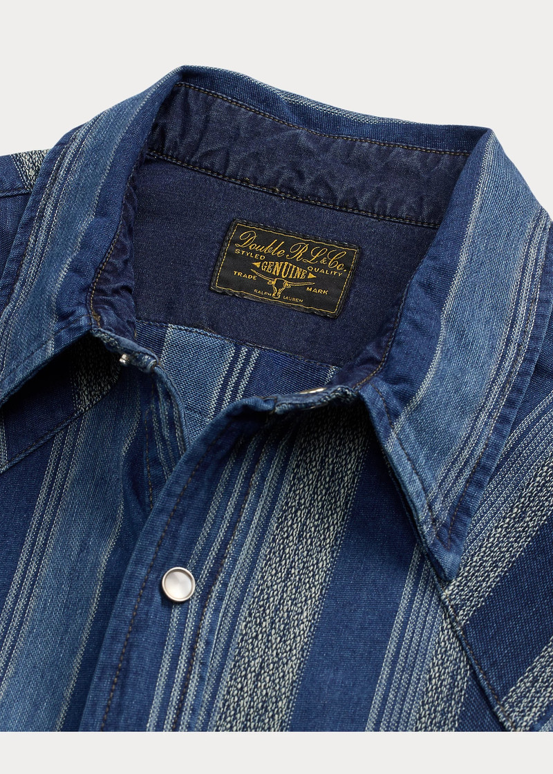 Slim Fit Indigo Striped Western Shirt 5