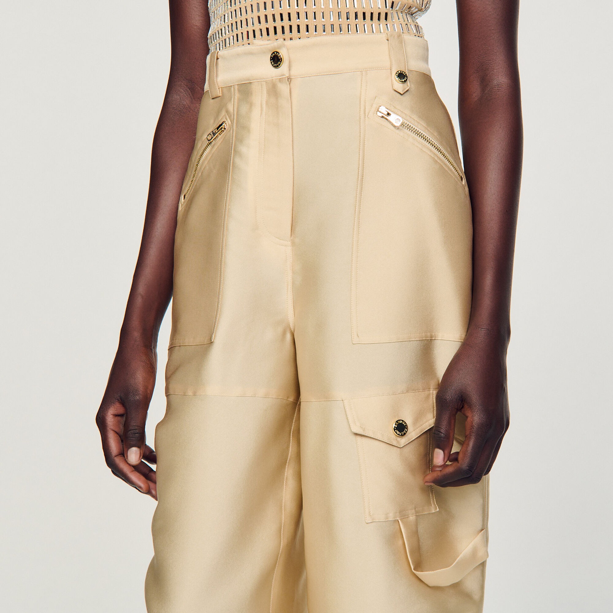 SATIN-EFFECT CARGO TROUSERS - 4