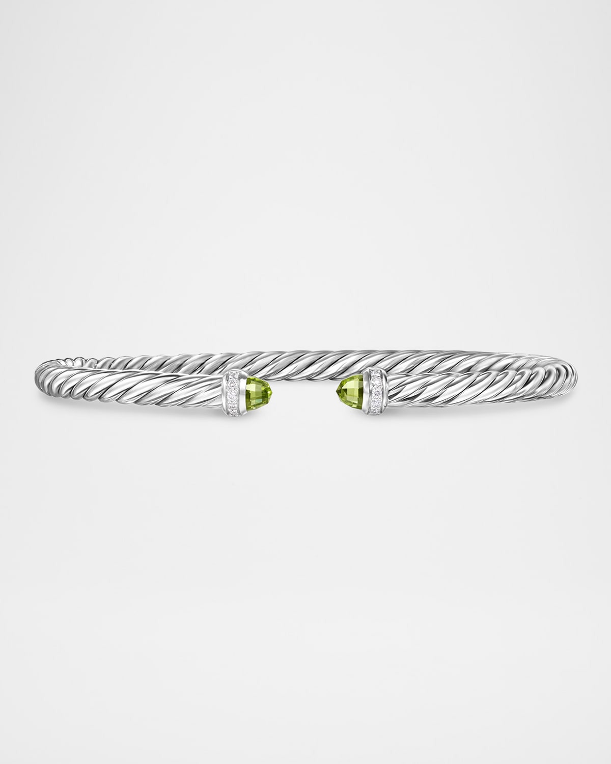 Modern Cable Flex Bracelet with Gemstones and Diamonds in Silver, 4mm - 1