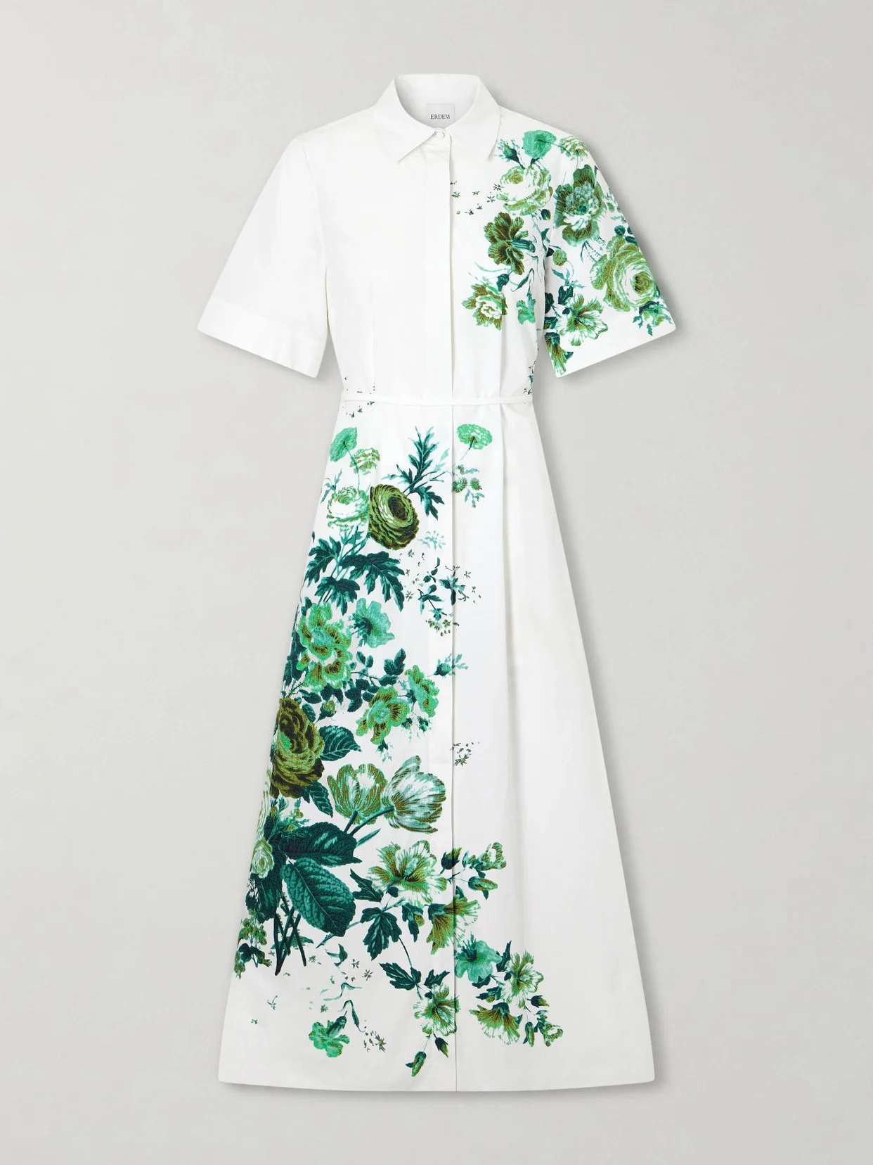 Floral-print Cotton-poplin Midi Shirt Dress - 1