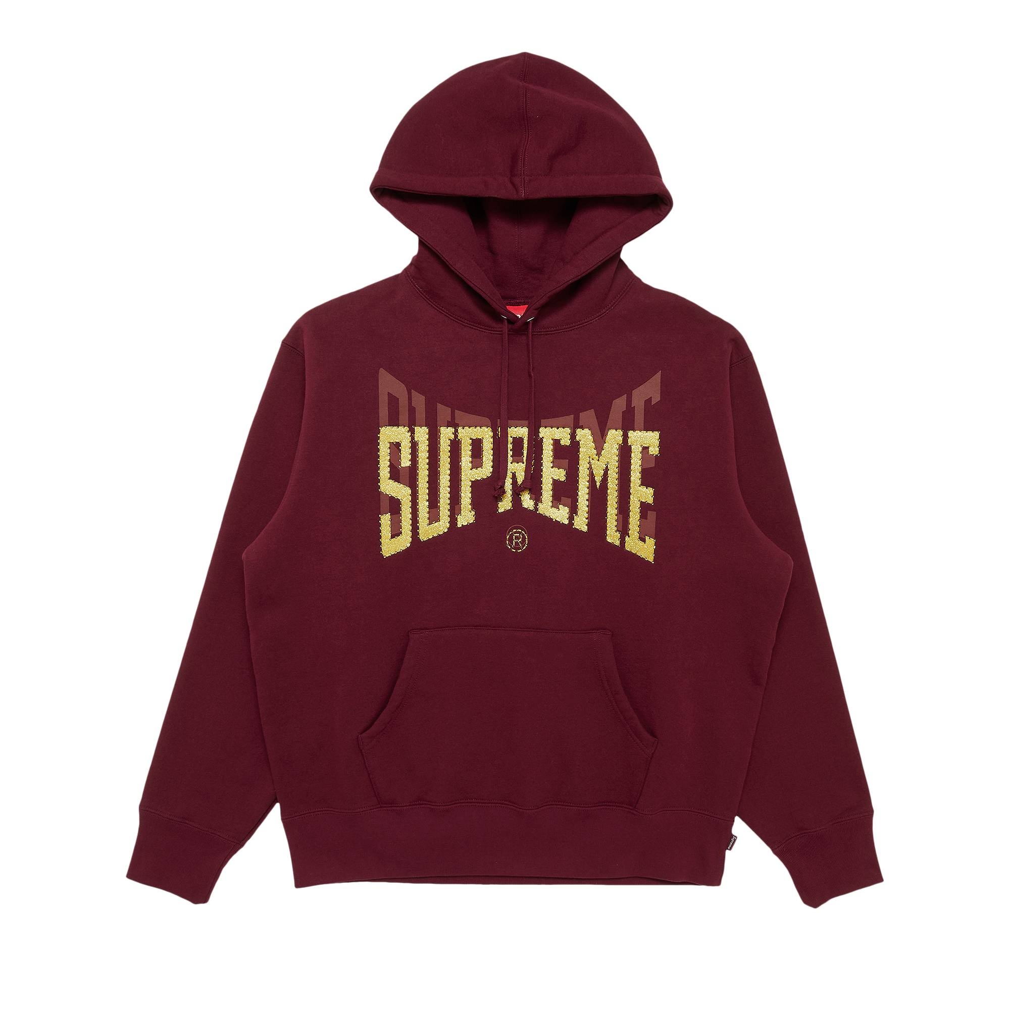 Supreme Supreme Rhinestone Shadow Hooded Sweatshirt 'Burgundy 
